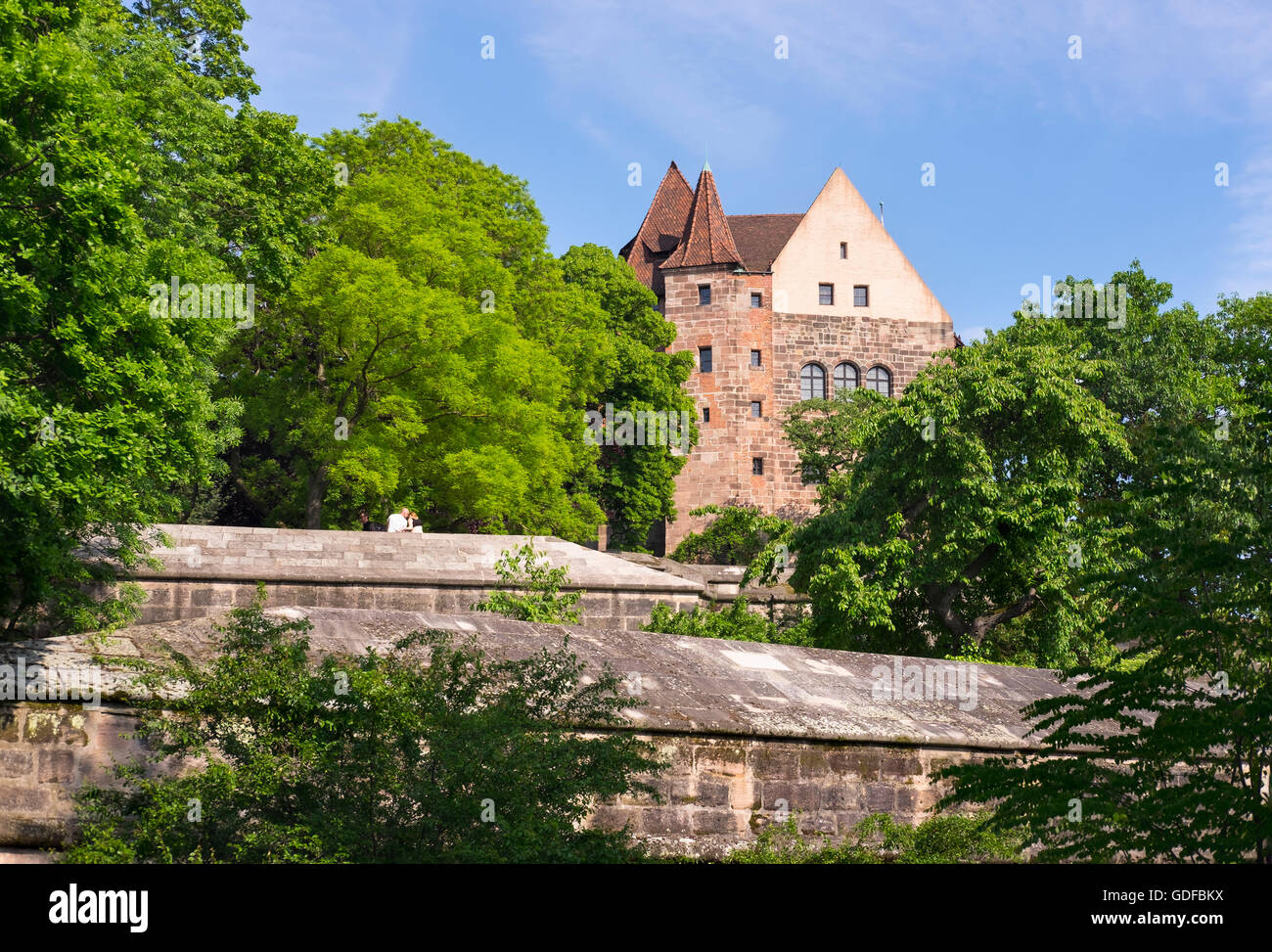 Kaiserburg und große Bastion, Nürnberg, Mittelfranken, Franken, Bayern, Deutschland Stockfoto