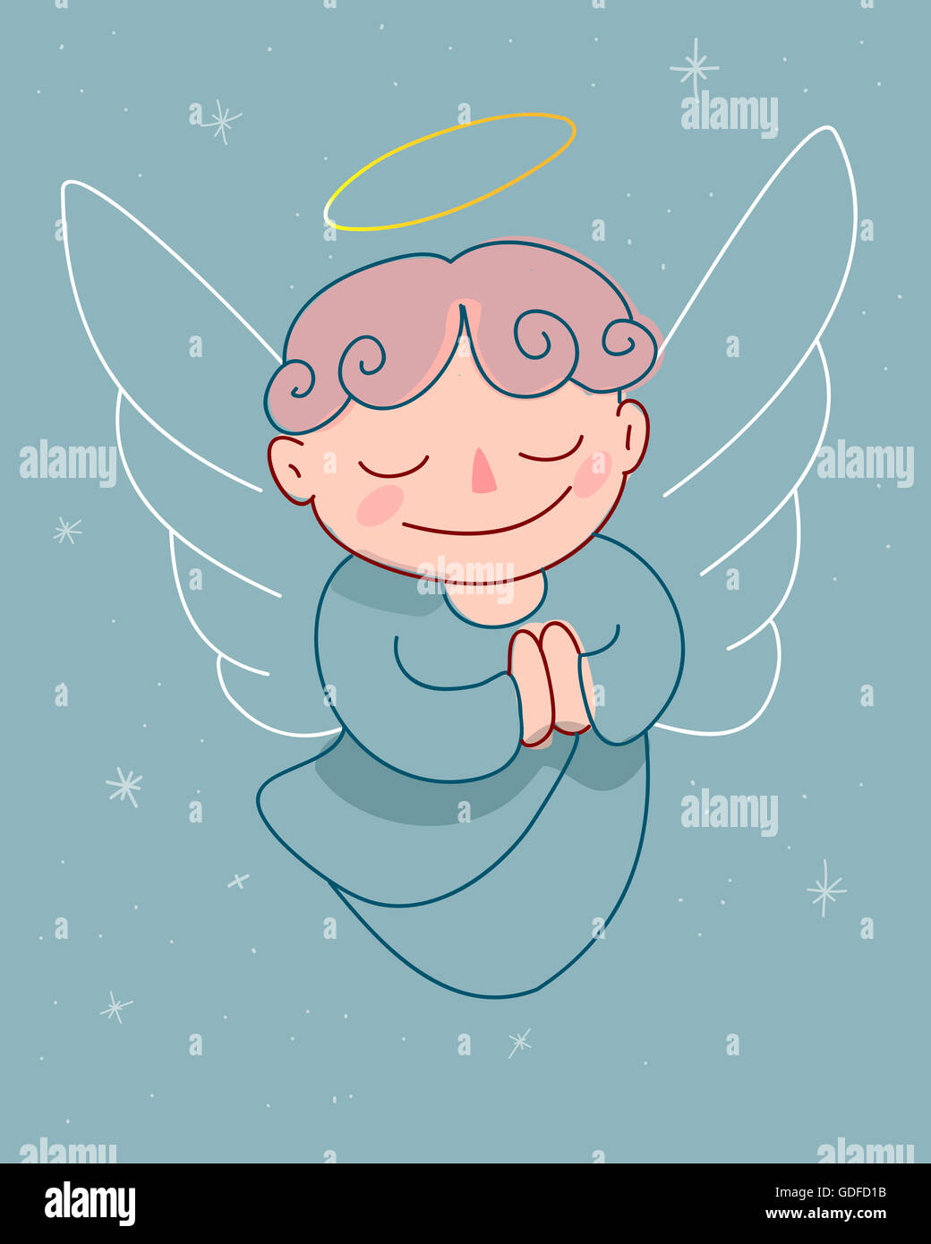 Hand drawn illustration drawing praying -Fotos und -Bildmaterial in