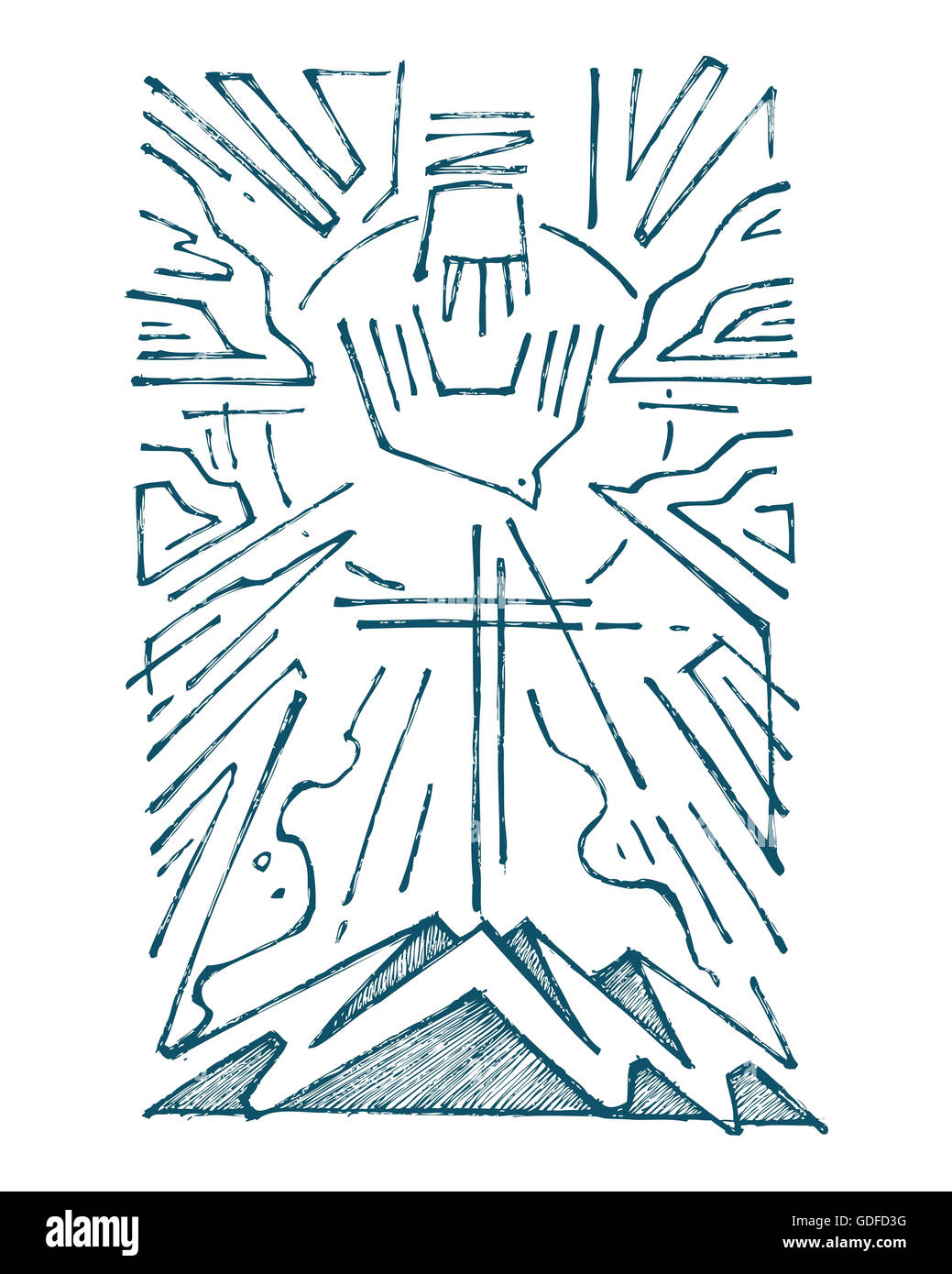Handgezeichnete Illustrationen oder Zeichnung von religiöses Symbol der Heiligen Dreifaltigkeit Stockfoto