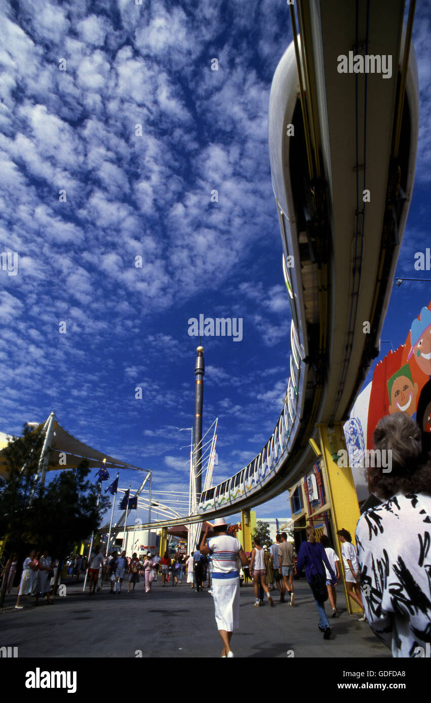 Die Monorail am Brisbane-Expo-88. Brisbane, Queensland - Australien. Stockfoto