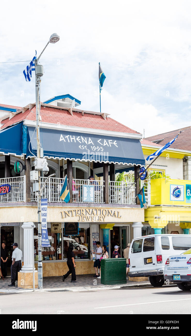 Athena Cafe und internationalen Schmuck in Nassau Stockfoto