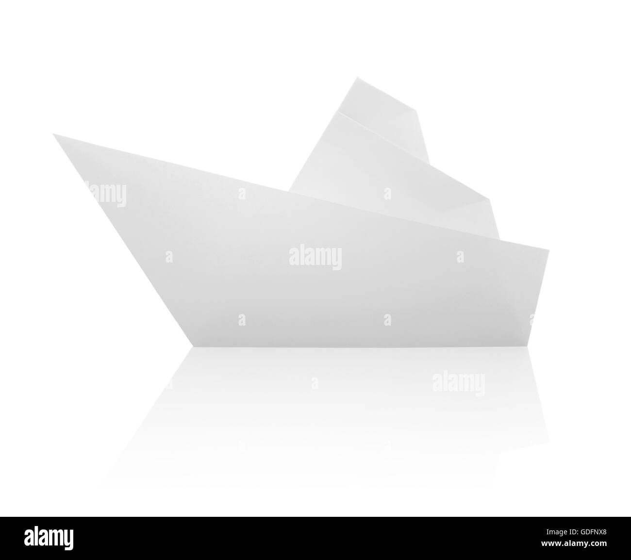 Origami Papier Schiff, Isolated on White Background Stockfoto