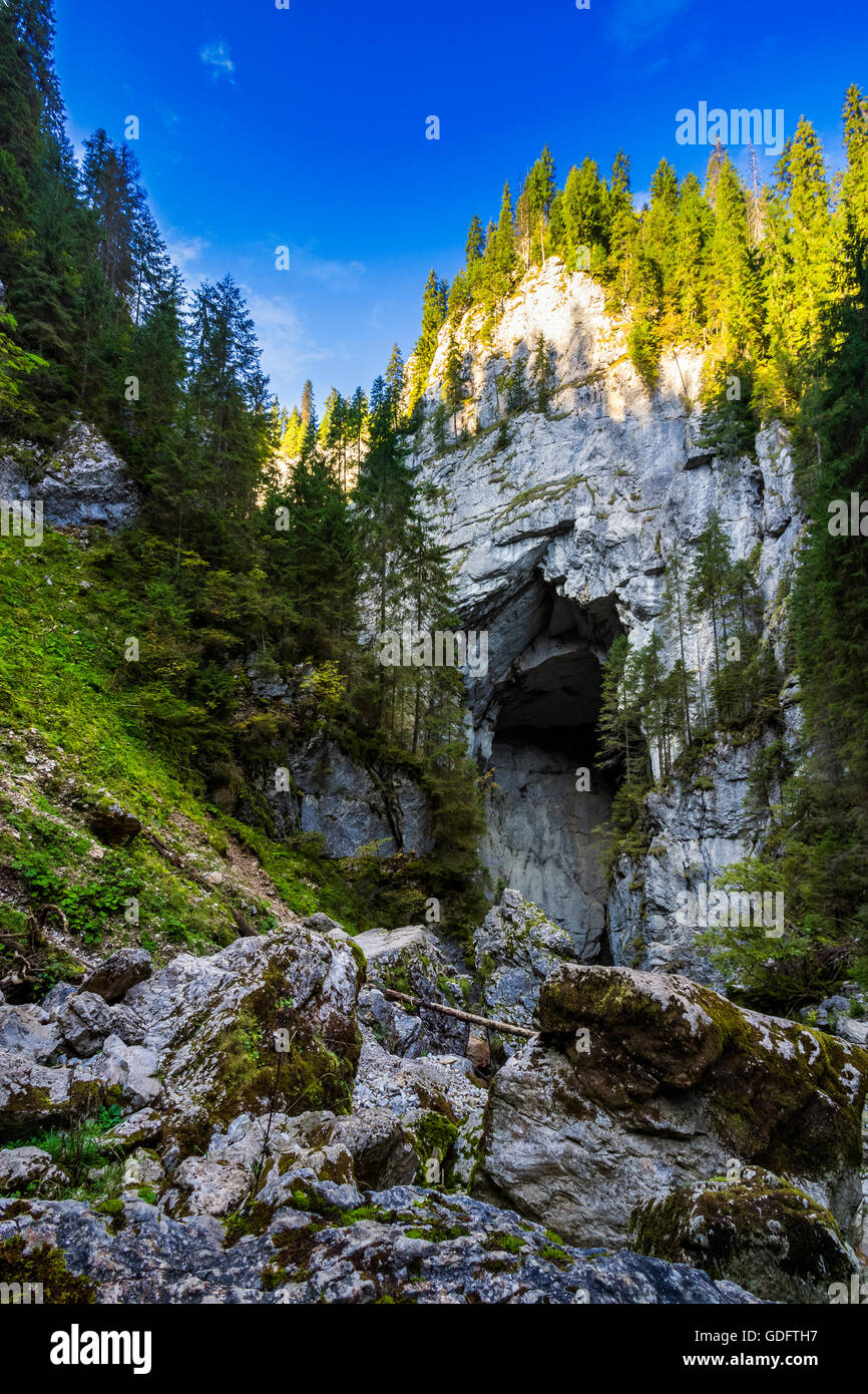 Cetatile Höhle in Rumänien. Natürliche Zitadelle von Fluss in rumänischen Berge geformt Stockfoto