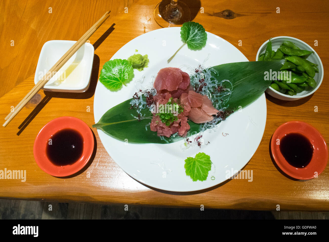 Thunfisch-Sashimi serviert 3 Möglichkeiten. Stockfoto