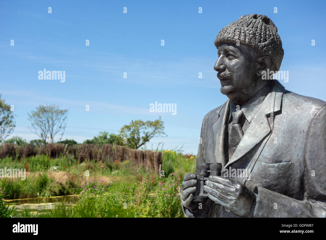 Büste von Graf Leon Lippens, Gründer des Naturschutzgebietes Het Zwin und ehemaliger Bürgermeister von Knokke, West-Flandern, Belgien Stockfoto