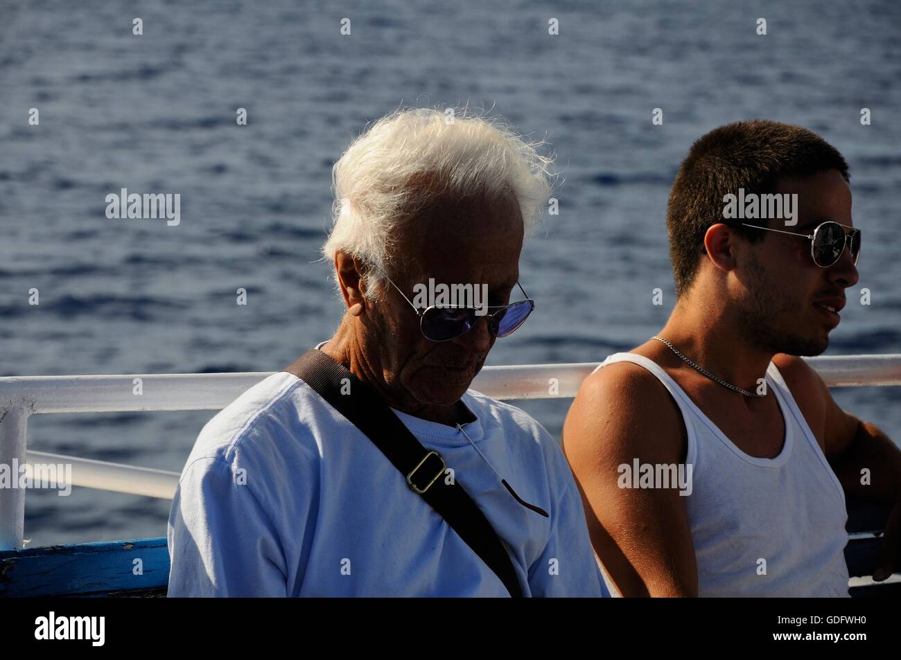 Passagiere von Kreuzfahrtschiffen von Saranda, Albanien, Korfu, Griechenland Stockfoto