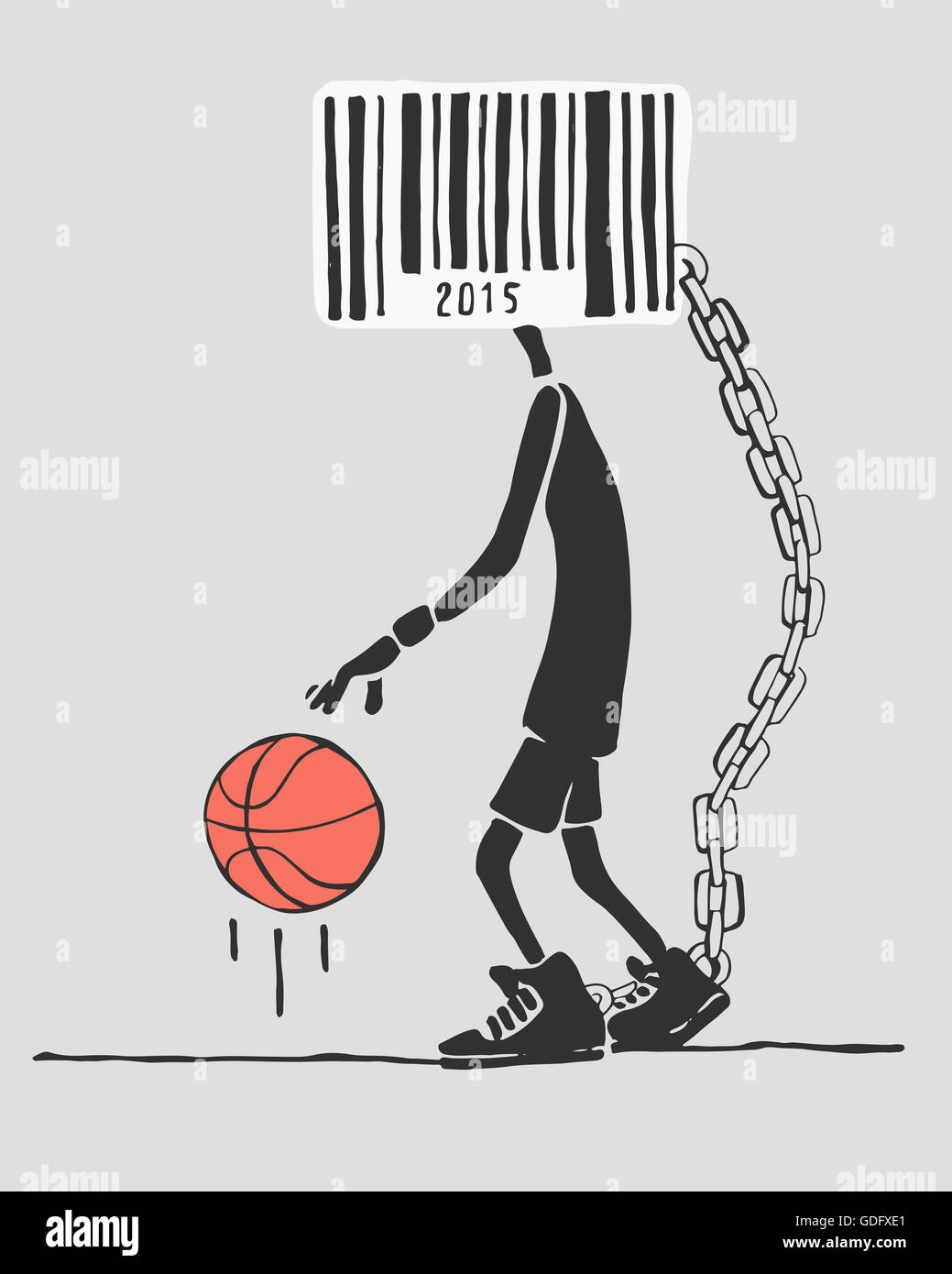 Basketball Bar Code Vektor-Illustration von Hand gezeichnet oder eine Zeichnung ein ...