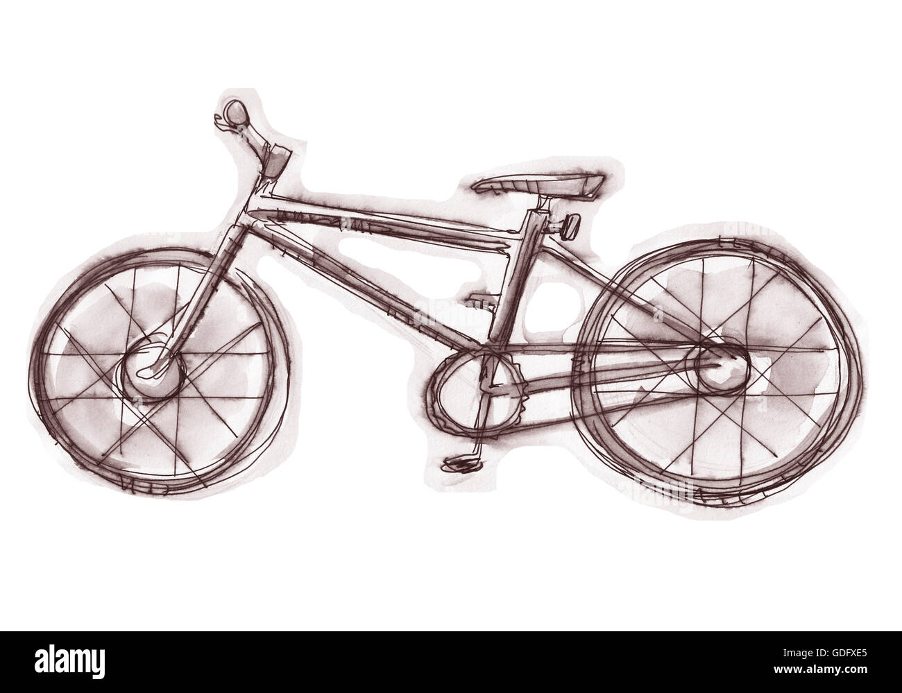 Handgezeichnete Illustrationen oder Zeichnung eines Fahrrades Stockfoto