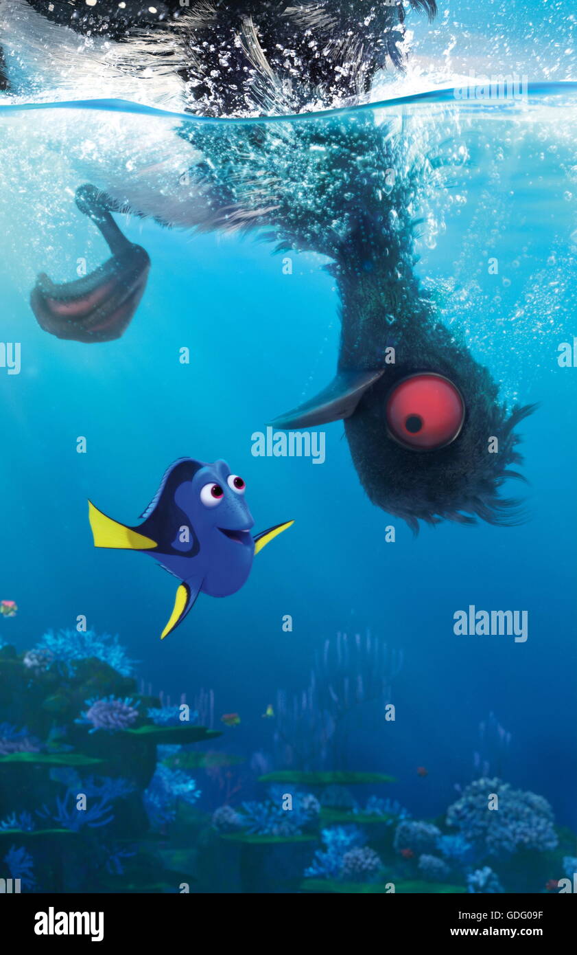 Erscheinungsdatum: 17. Juni 2016 Titel: Suche nach Dory STUDIO: Pixar Animation DIRECTOR: Andrew Stanton, Angus MacLane PLOT: freundlich aber vergesslich blue Tang Fisch vereint mit ihren lieben und jeder lernt ein paar Dinge über die wahre Bedeutung der Familie auf dem Weg. Darsteller: Ellen DeGeneres, Albert Brooks, Ed O'Neill (Credit: C Pixar/Unterhaltung Bilder /) Stockfoto