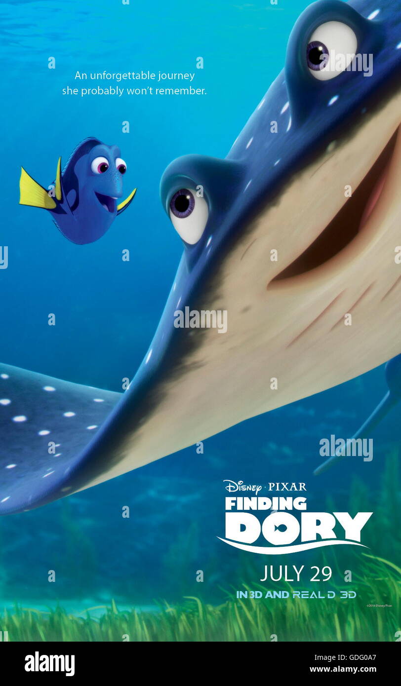 Erscheinungsdatum: 17. Juni 2016 Titel: Suche nach Dory STUDIO: Pixar Animation DIRECTOR: Andrew Stanton, Angus MacLane PLOT: freundlich aber vergesslich blue Tang Fisch vereint mit ihren lieben und jeder lernt ein paar Dinge über die wahre Bedeutung der Familie auf dem Weg. Darsteller: Ellen DeGeneres, Albert Brooks, Ed O'Neill (Credit: C Pixar/Unterhaltung Bilder /) Stockfoto