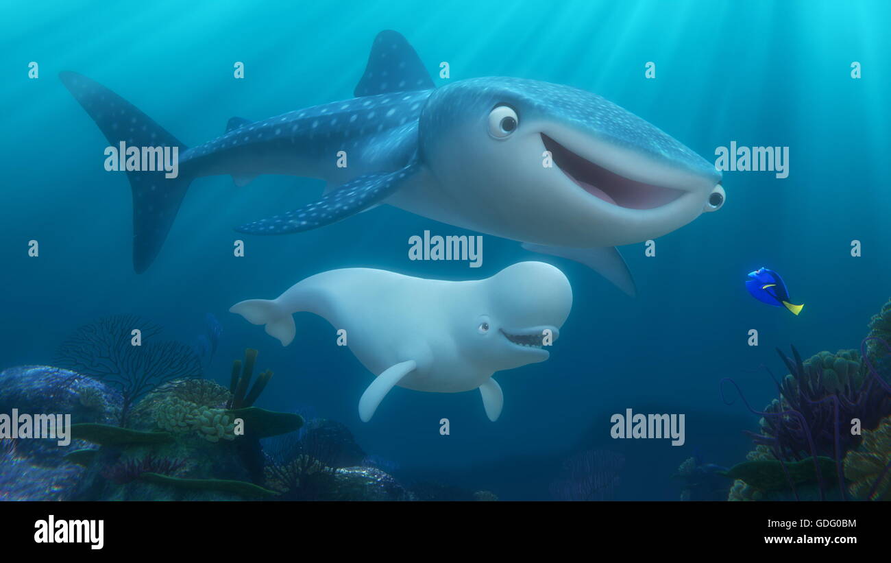 Erscheinungsdatum: 17. Juni 2016 Titel: Suche nach Dory STUDIO: Pixar Animation DIRECTOR: Andrew Stanton, Angus MacLane PLOT: freundlich aber vergesslich blue Tang Fisch vereint mit ihren lieben und jeder lernt ein paar Dinge über die wahre Bedeutung der Familie auf dem Weg. Darsteller: Ellen DeGeneres, Albert Brooks, Ed O'Neill (Credit: C Pixar/Unterhaltung Bilder /) Stockfoto