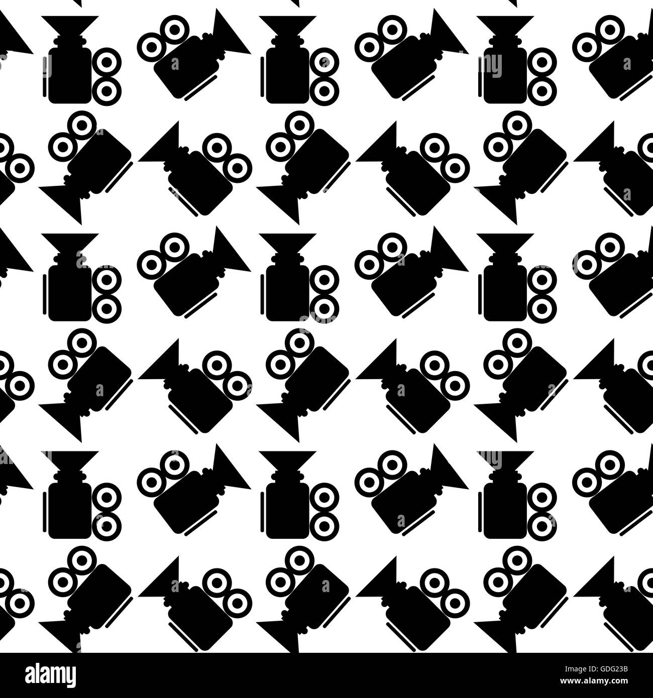 Nahtlose Muster-Video-Kamera. Einfarbiger Hintergrund Medien, Kinematographie-Vektor-illustration Stockfoto