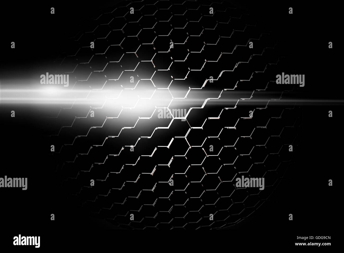 Teil von Mikrofon oder Lautsprecher. Schwarz und Chrom Kurve metallic Mesh mit Fackel. Hintergrund und Textur. Stockfoto