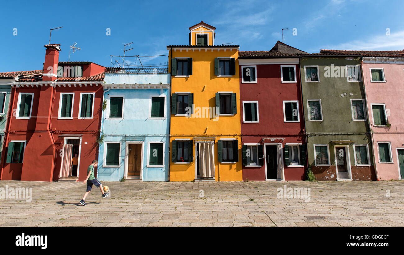 Burano farbige Häuser Stockfoto