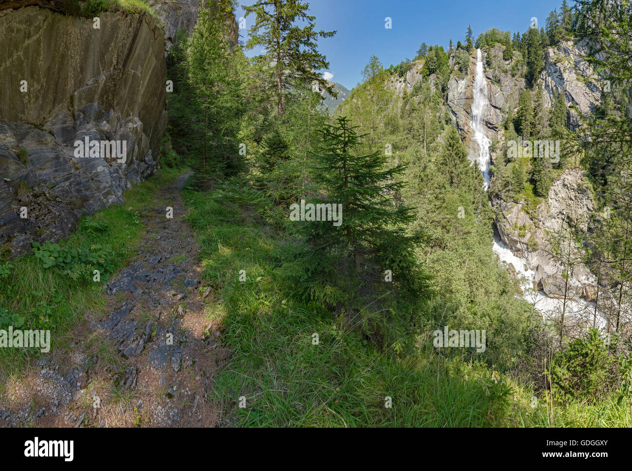 Matrei in Osttirol, Österreich, die Prosegg-Schlucht mit dem Steiner Wasserfall Stockfoto