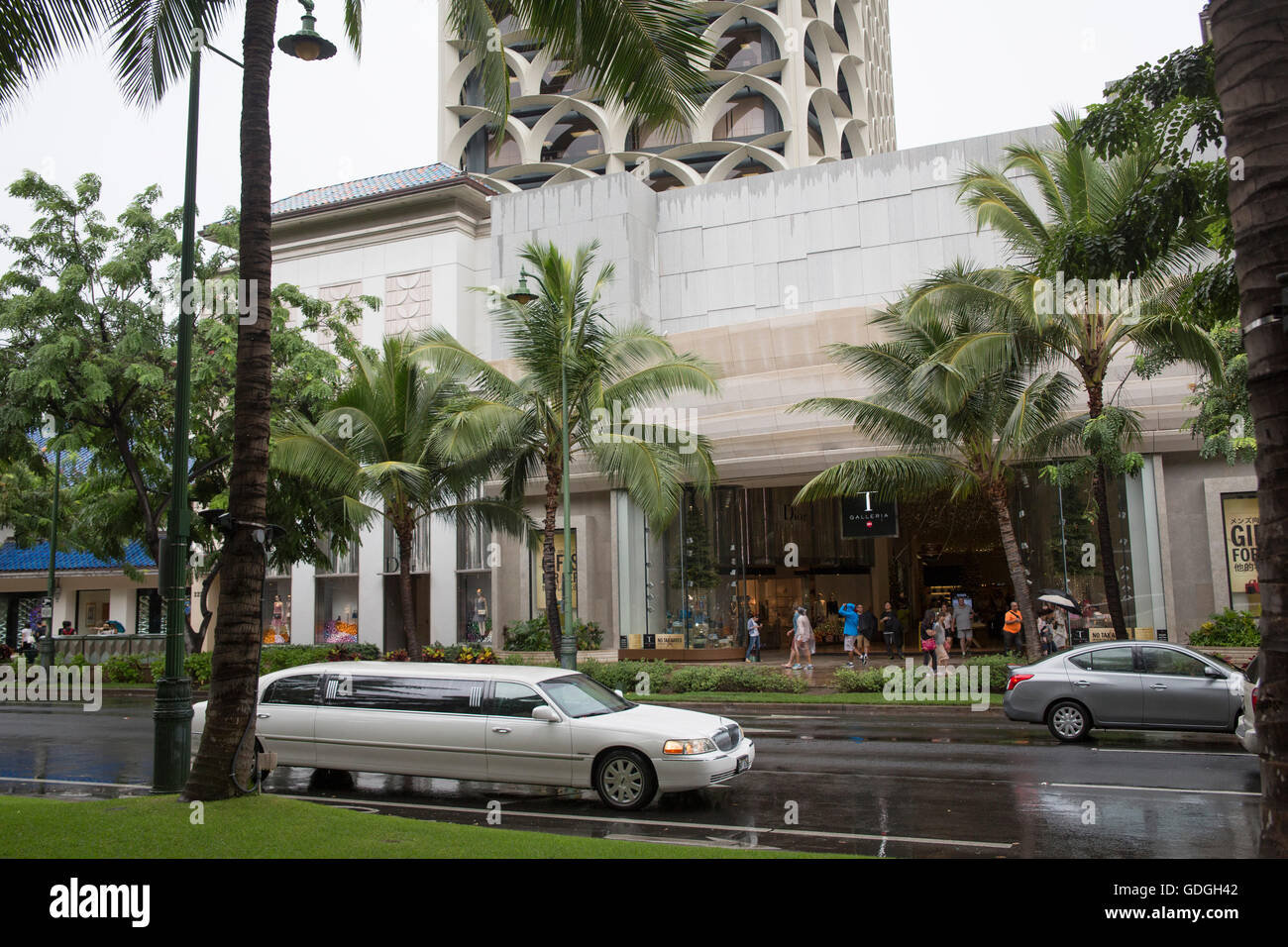 Honolulu, Oahu, Hauptstadt, USA, Hawaii, Amerika, Stadt, Stadt, Regen, Limousine, Luxus, Limo, Stockfoto