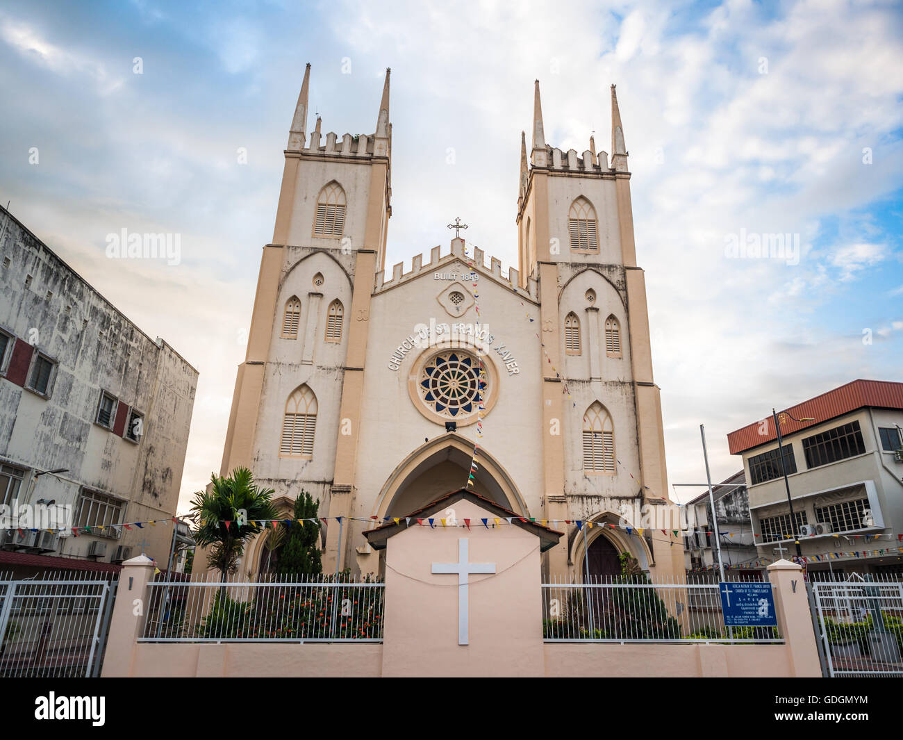 St. Francis Xavier Church im frühen Morgen in Malacca, Malaysia Stockfoto