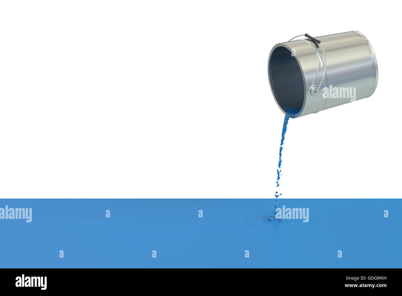 Blauer verschüttete Farbe Konzept, 3D rendering Stockfoto