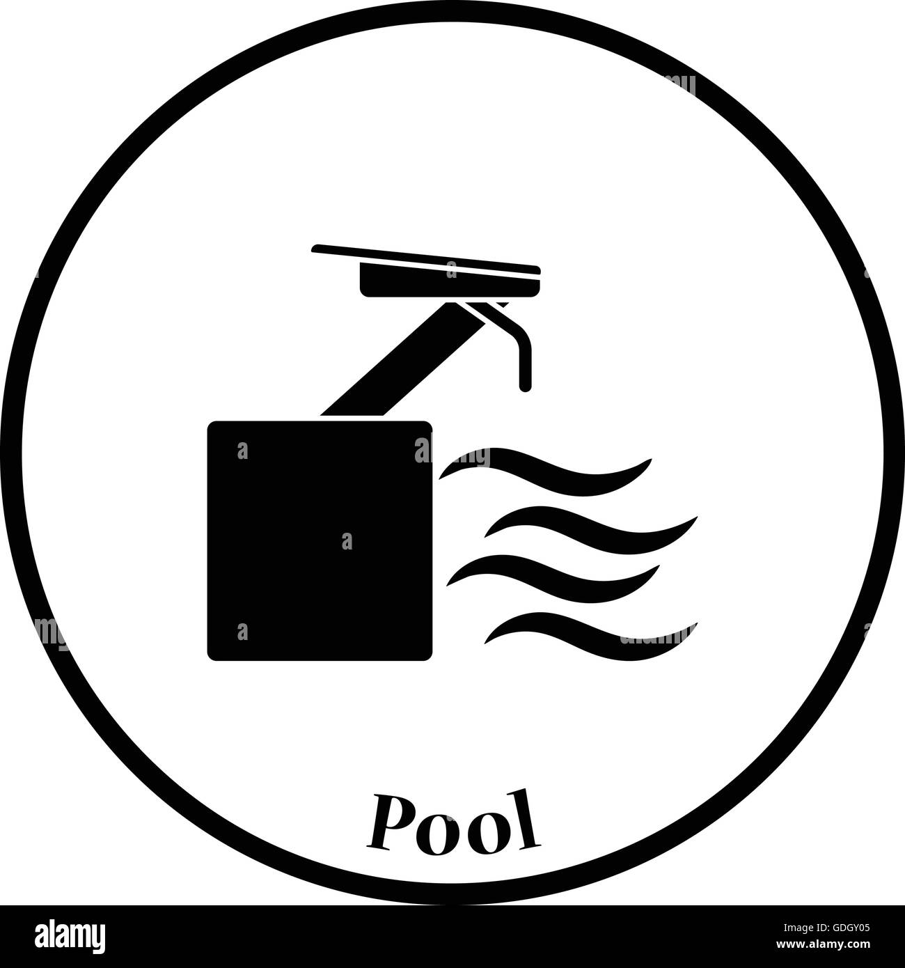 Tauchen Stand-Symbol. Dünnen Kreis Design. Vektor-Illustration. Stock Vektor