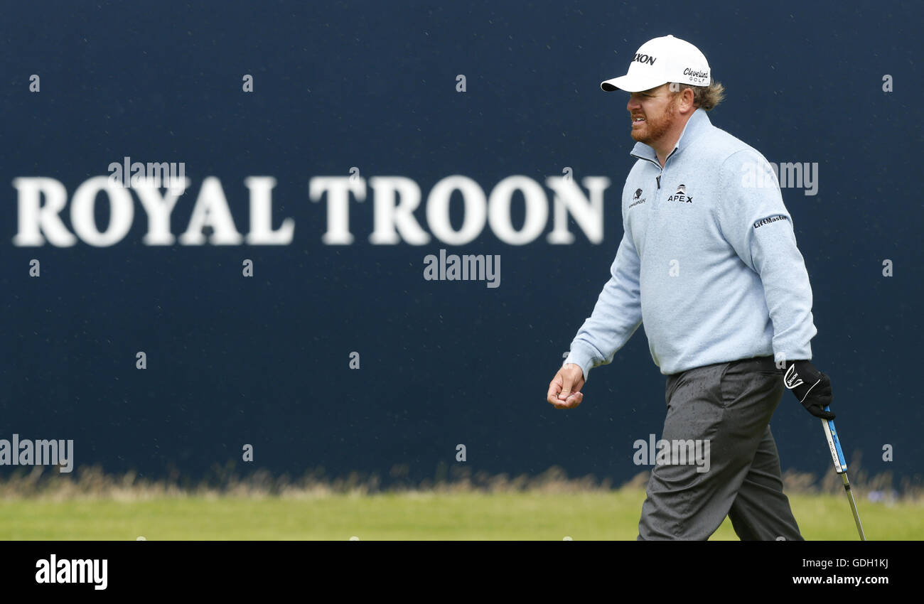USAS JB Holmes auf das 18. grün während Tag drei der The Open Championship 2016 im Royal Troon Golf Club, South Ayrshire. PRESSEVERBAND Foto. Bild Datum: Samstag, 16. Juli 2016. Vgl. PA Geschichte GOLF Open. Bildnachweis sollte lauten: Danny Lawson/PA Wire. Einschränkungen: Nur zur redaktionellen Verwendung. Keine kommerzielle Nutzung. Standbild-Gebrauch bestimmt. Die Open Championship Logo und klare Verbindung zu The Open Website (TheOpen.com) auf Website-Veröffentlichung enthalten sein. Rufen Sie + 44 (0) 1158 447447 für weitere Informationen. Stockfoto