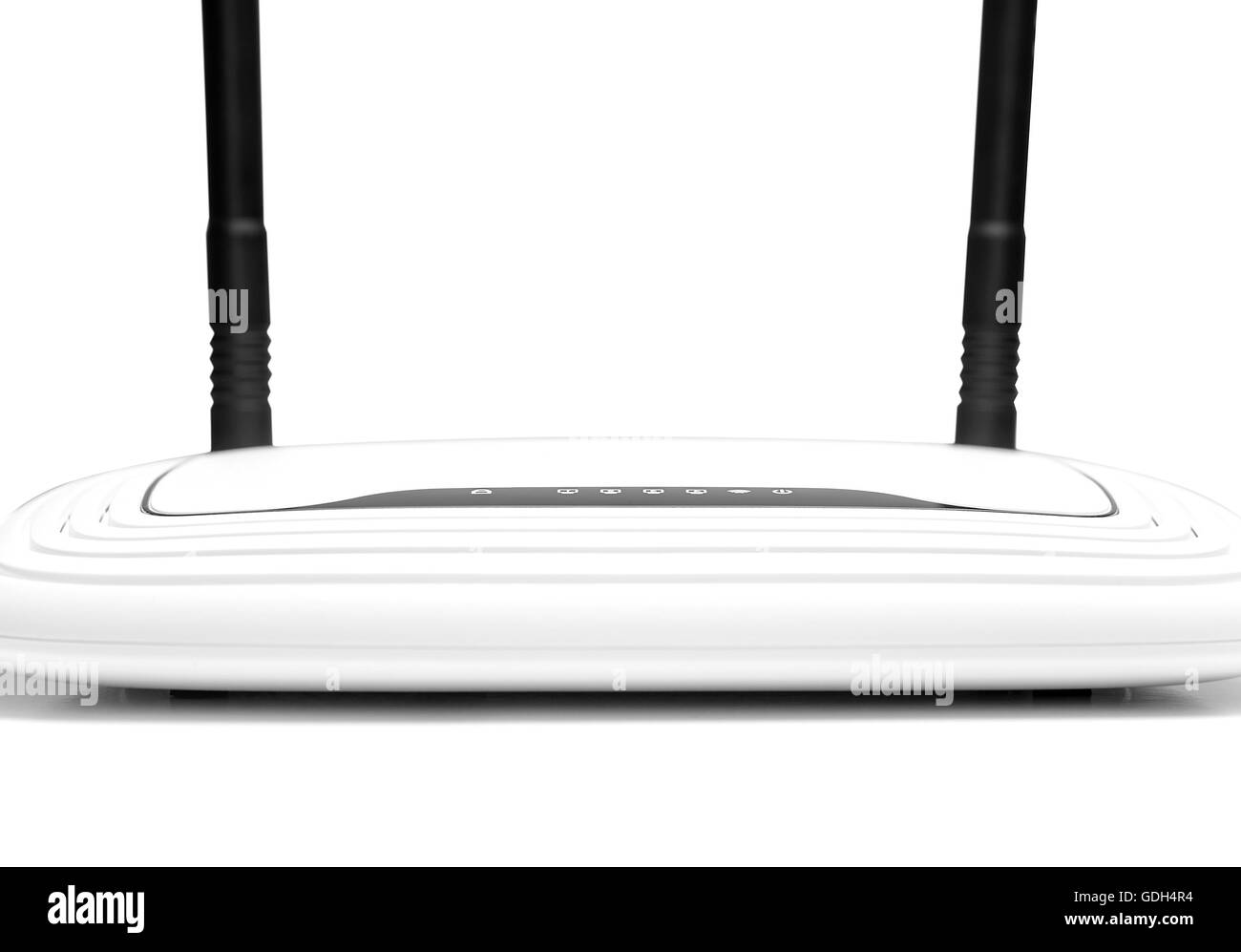 WLAN-Router auf einem weißen Hintergrund isoliert. Stockfoto
