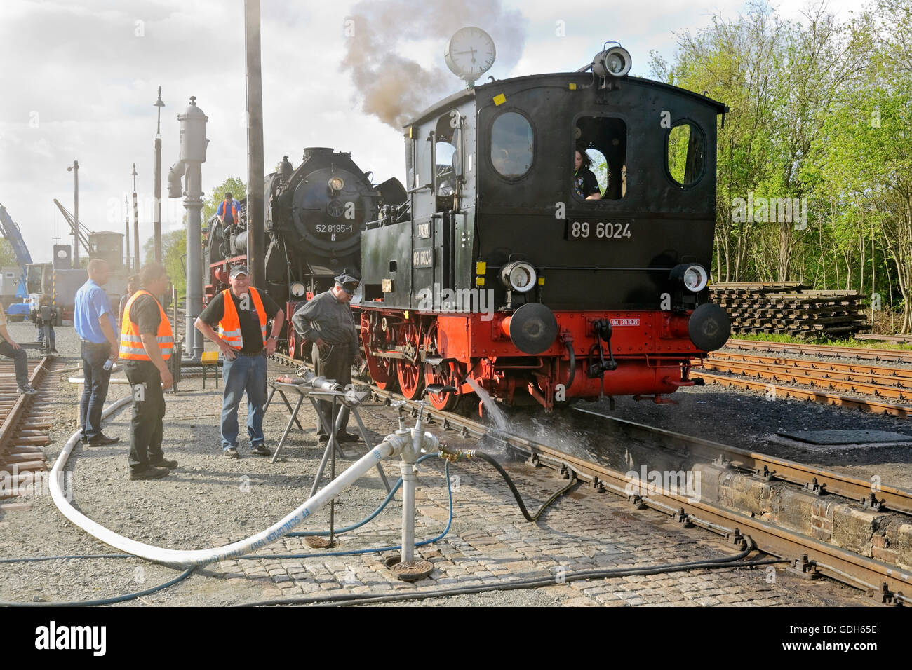 Dampflokomotiven bei der deutschen Dampf Lok Museum, Neuenmarkt, Franken, Bayern Stockfoto