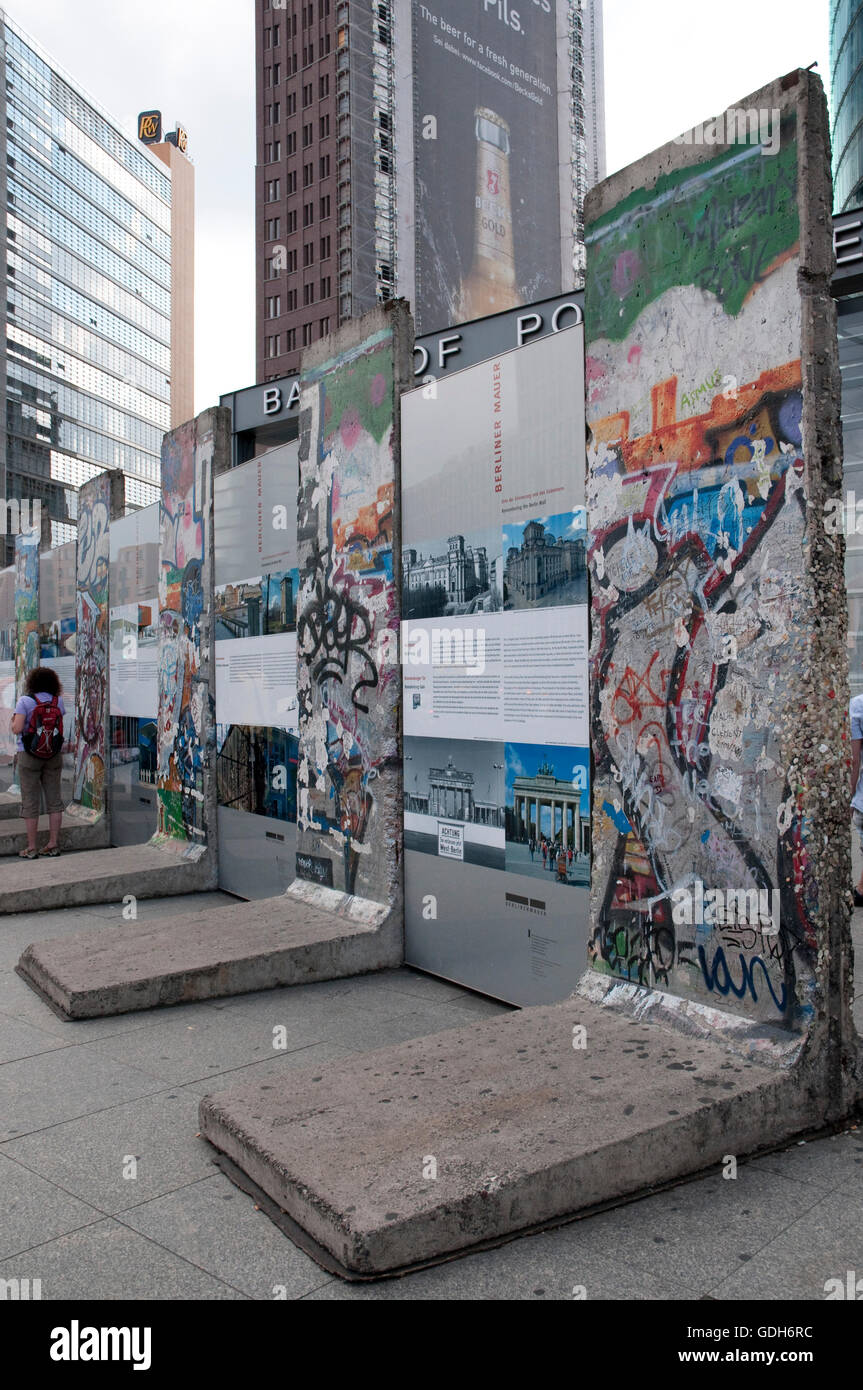 Reste der Berliner Mauer, Potsdamer Platz, Berlin Stockfoto