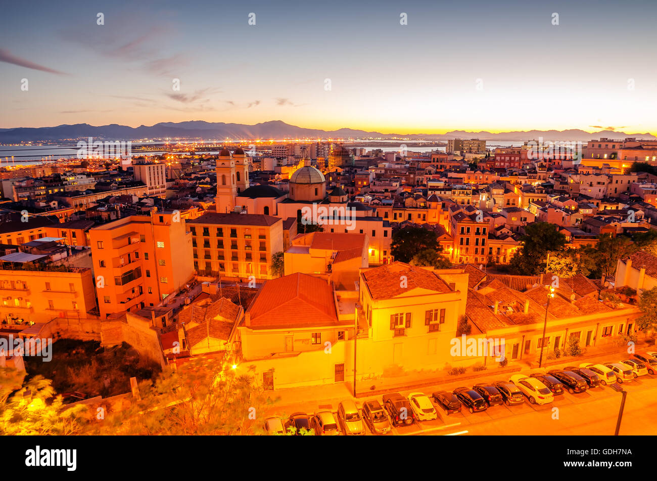 Cagliari, Insel Sardinien, Italien: Blick auf die Altstadt Antenne Stadt Stockfoto