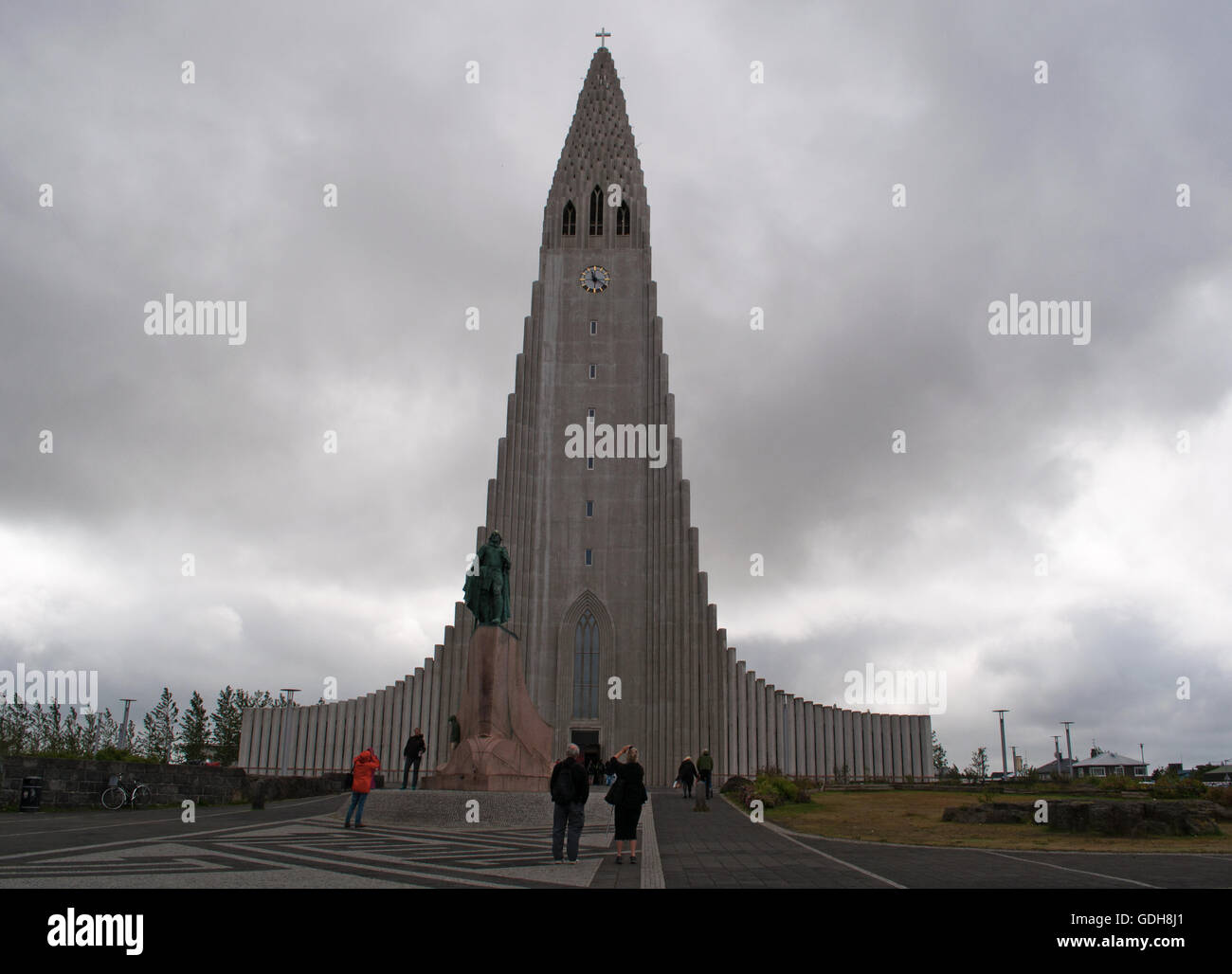 Reykjavik, Island: Ansicht der Hallgrimskirkja, Luteran Kirche von Hallgrimur ist das Symbol von Reykjavik Stockfoto