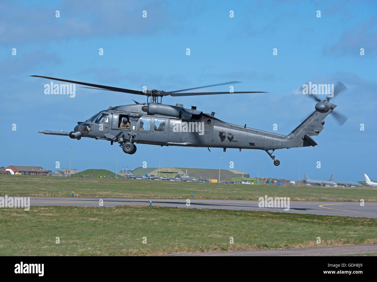 USAF Sikorsky MH-60 s Night Hawk auf Übung an RAF Lossiemouth, Moray. Schottland.  SCO 10.745. Stockfoto