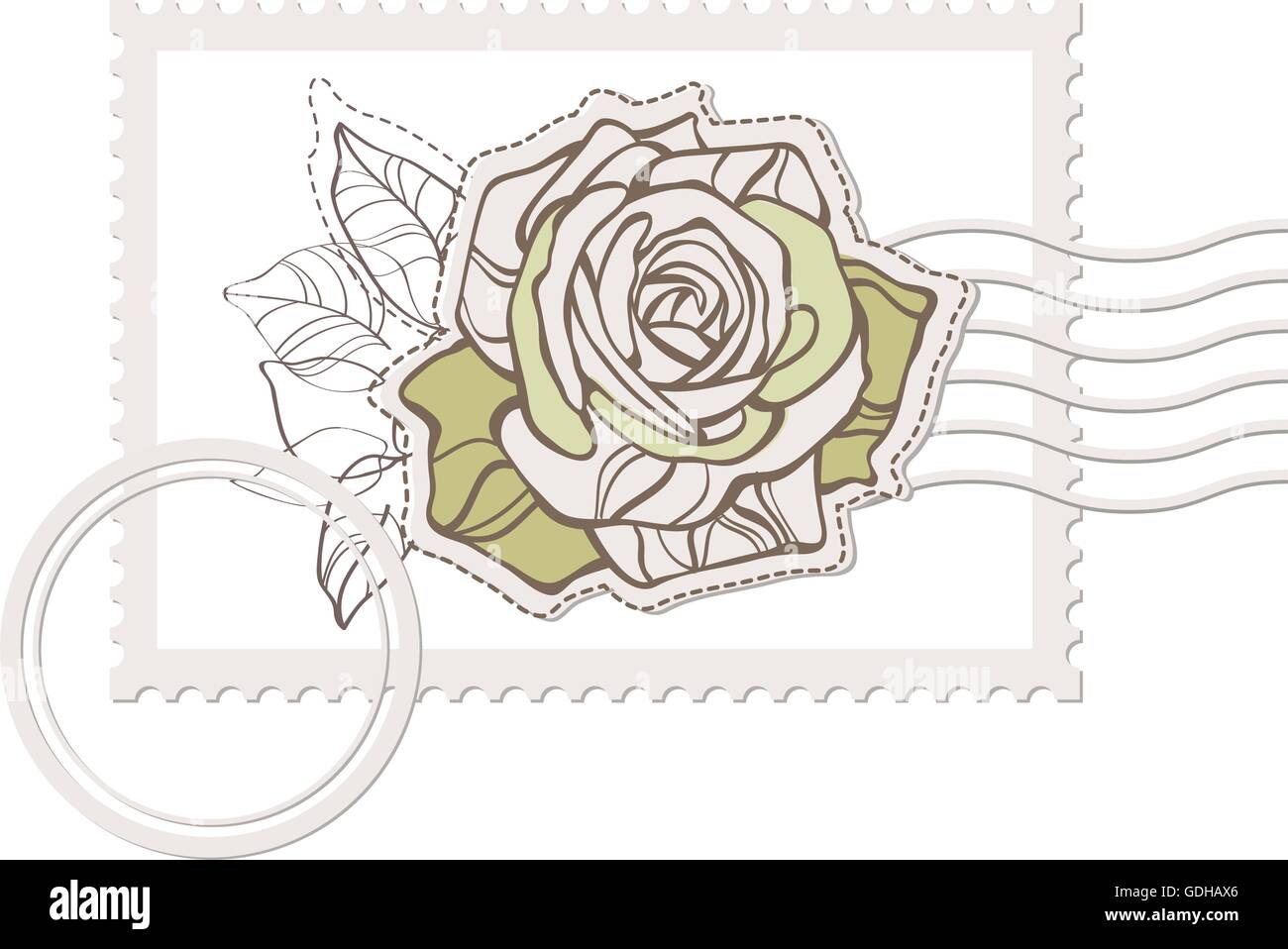 leere Briefmarke mit Rose. Vintage-Stil Stock Vektor