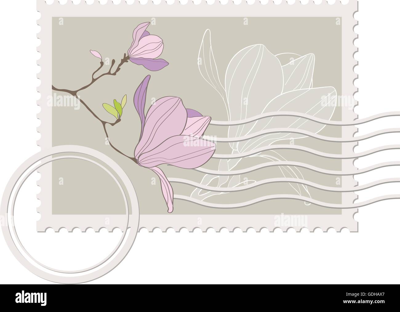 leere Briefmarke mit magnolia Stock Vektor