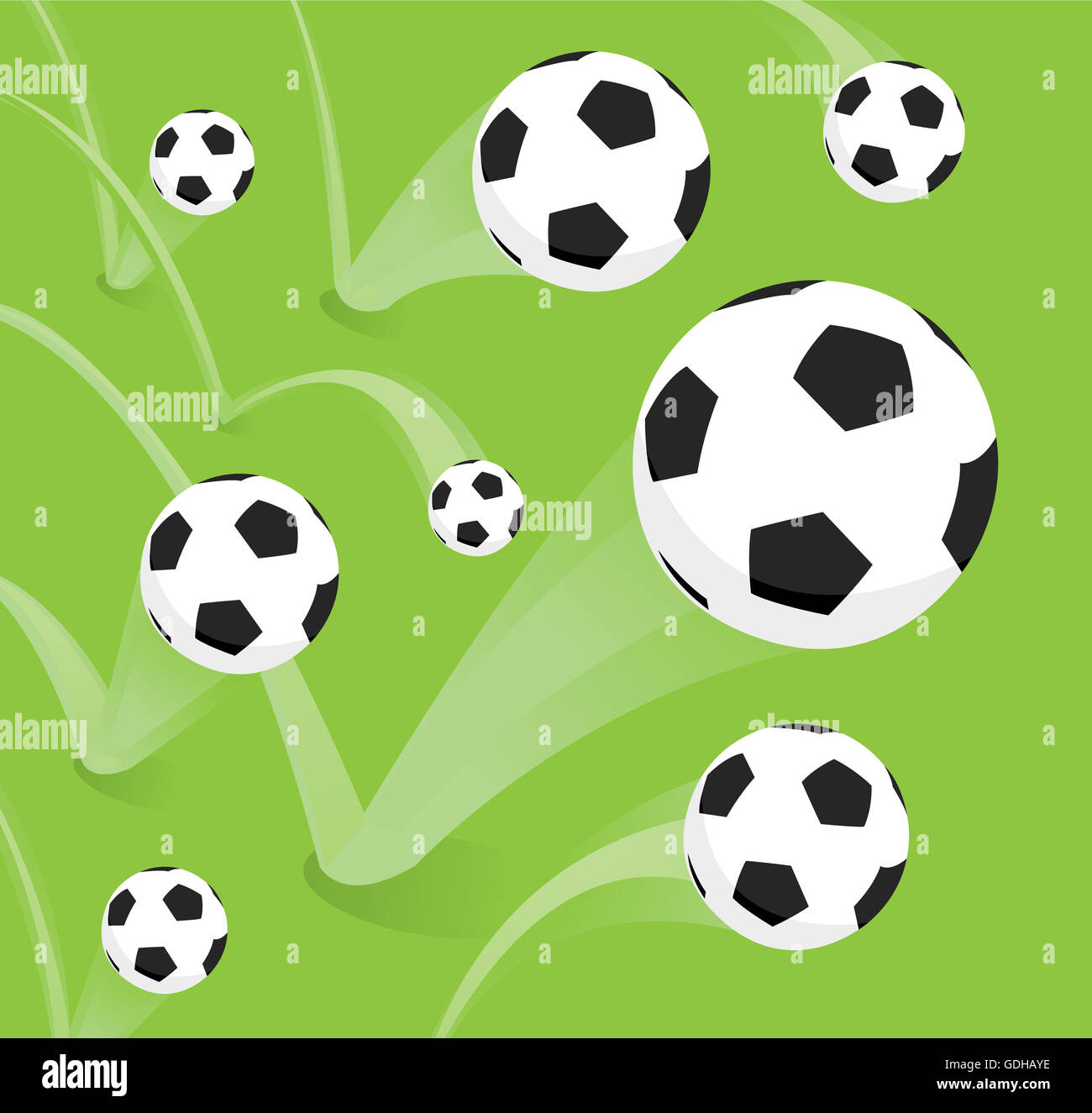 Cartoon Illustration einer Gruppe von springenden Bällen Fußball Stockfoto