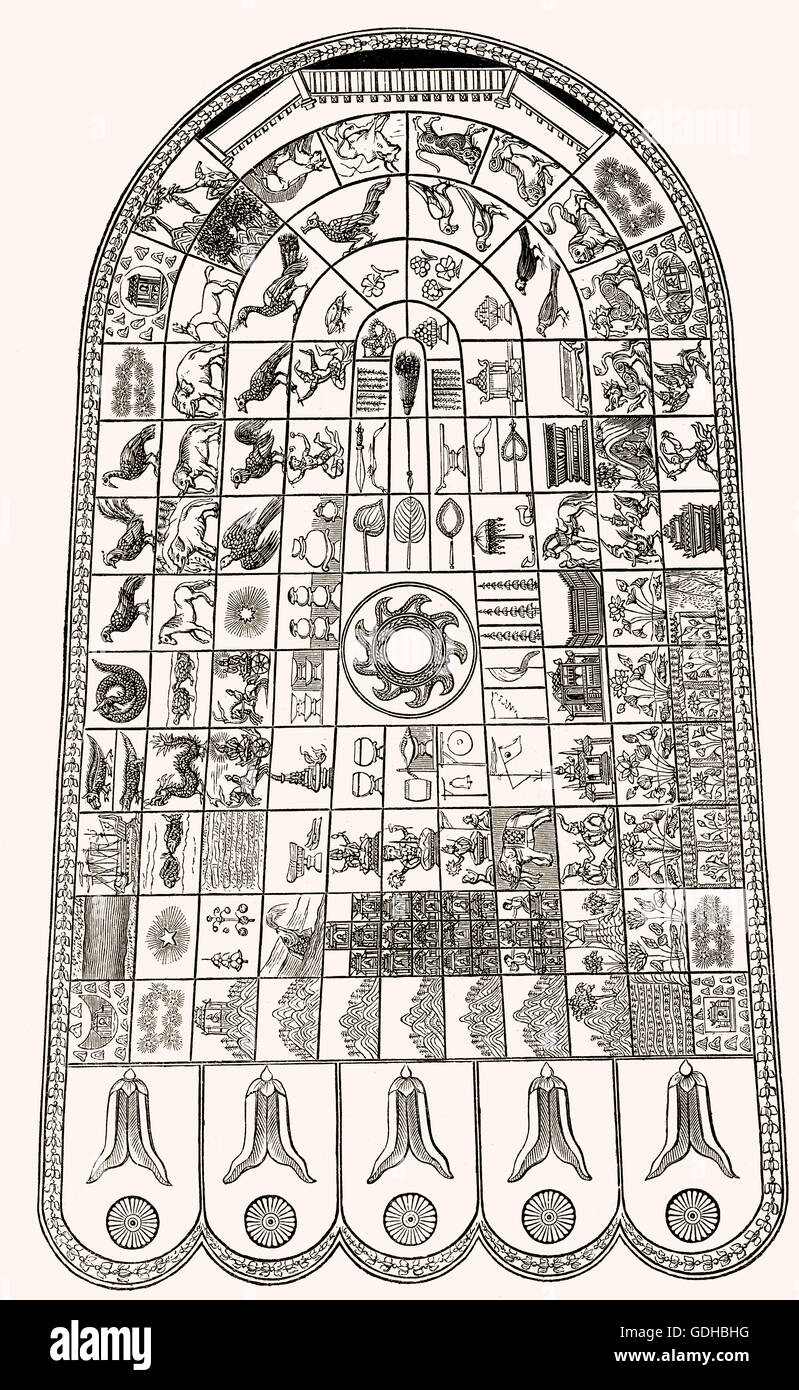 Inschrift in den Tempel Wat Phrabat Nam Phu in Lop Buri, Thailand Stockfoto