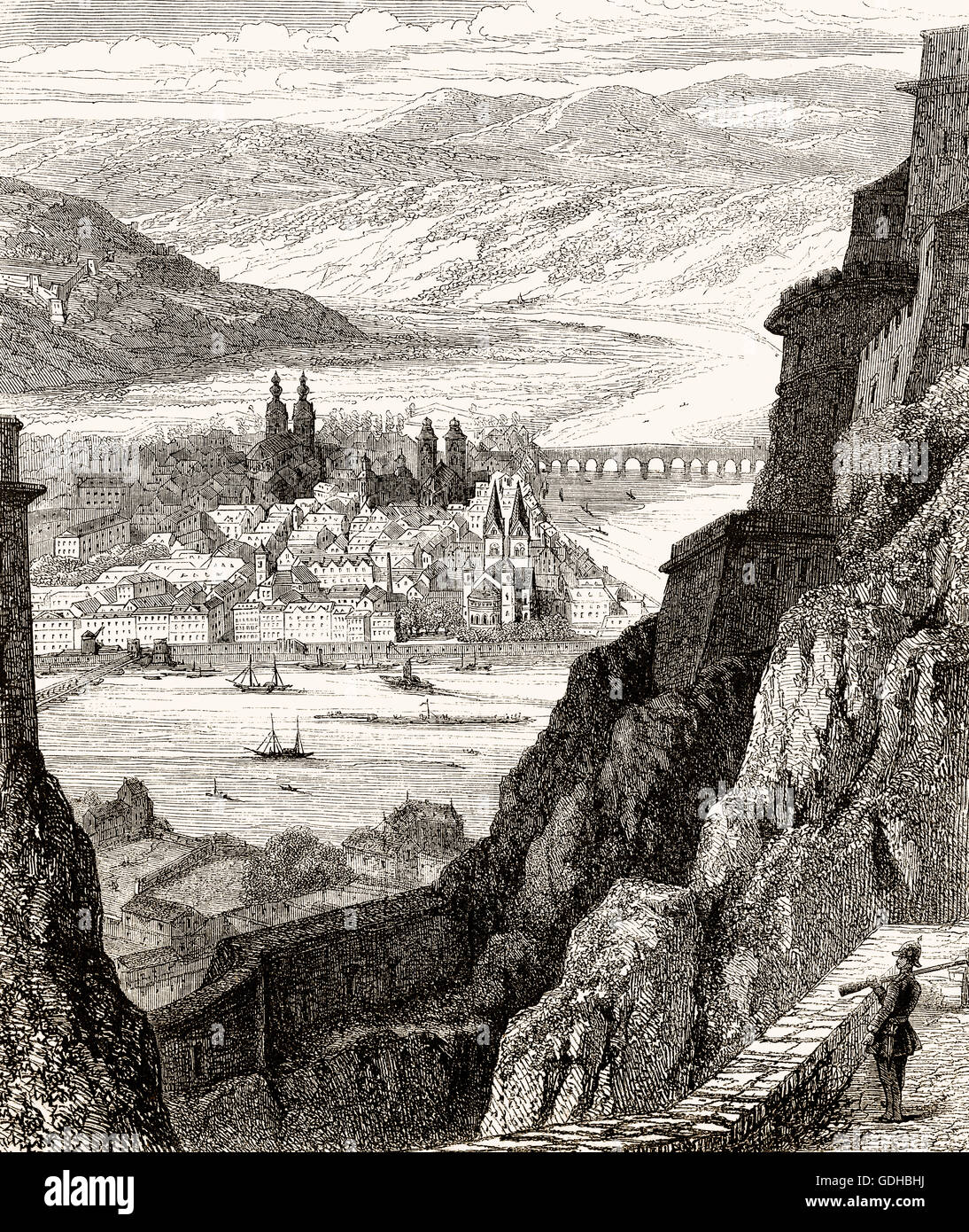 Festung Ehrenbreitstein, Koblenz, Deutschland, 19. Jahrhundert Stockfoto