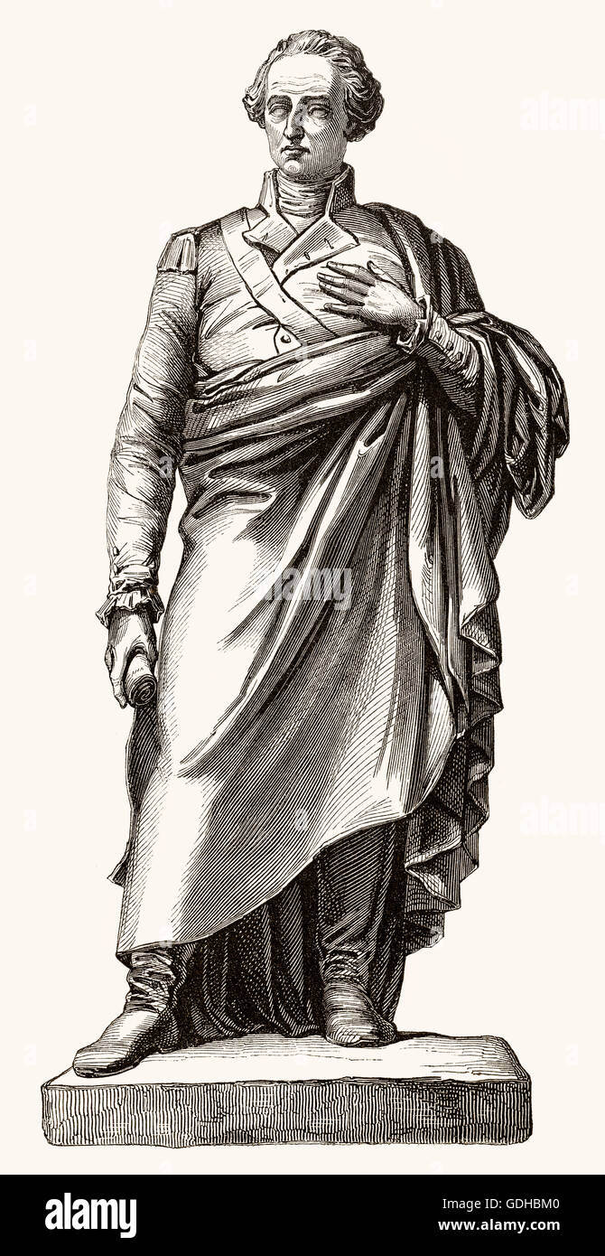 Statue von Major General Claude Martin, 1735-1800, ein Offizier in der französischen und später der britischen Armee in Indien Stockfoto