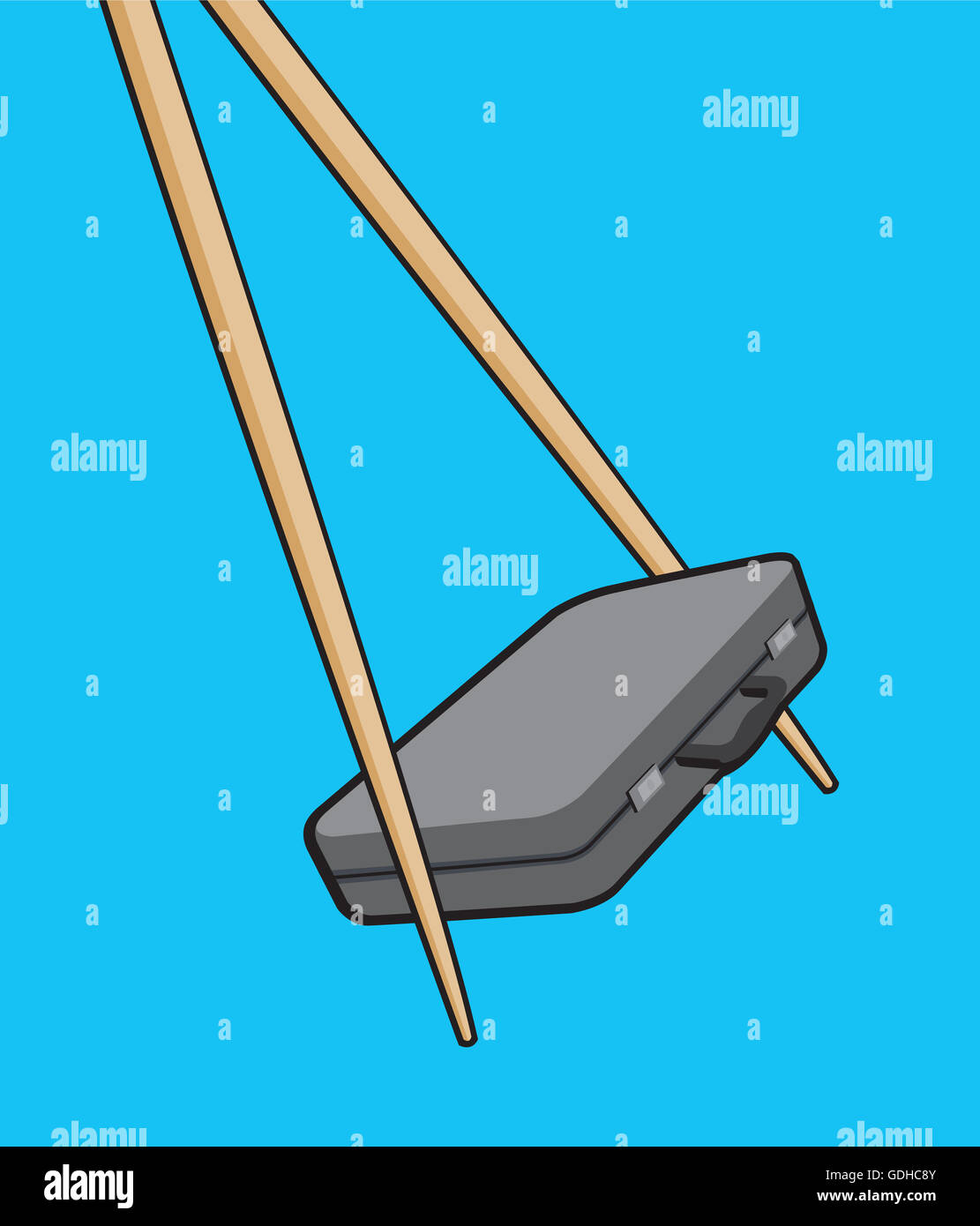 Cartoon-Illustration der Stäbchen hält ein Portfolio oder eine Asien-Geschäft Stockfoto