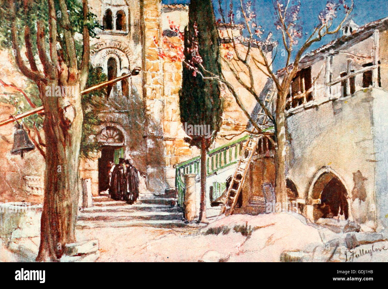 Kloster Daphni auf der Website von den Apollo-Tempel besetzt. Griechenland, um 1900 Stockfoto
