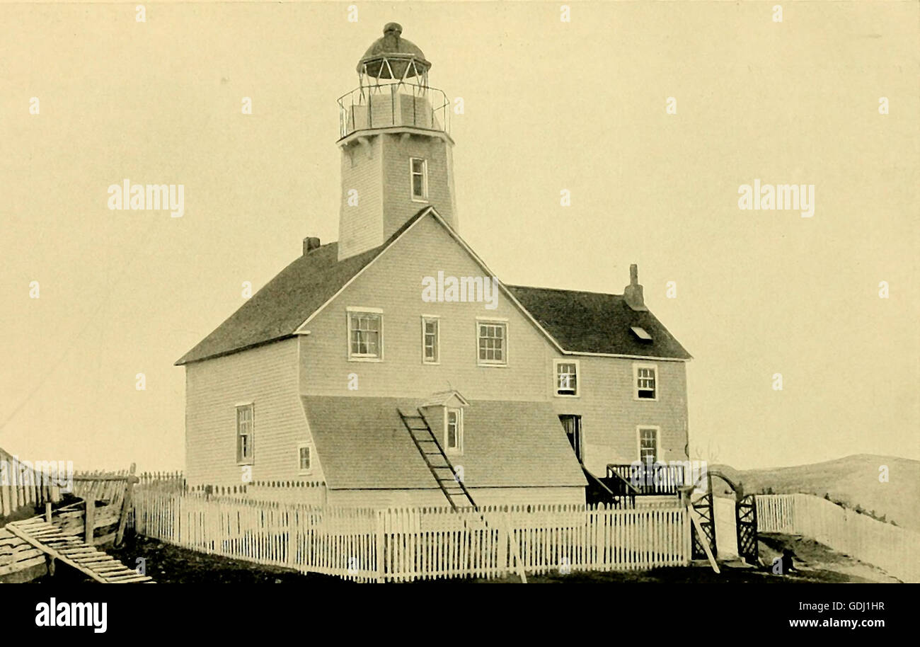 Cann Insel Leuchtturm, Neufundland, um 1900 Stockfoto