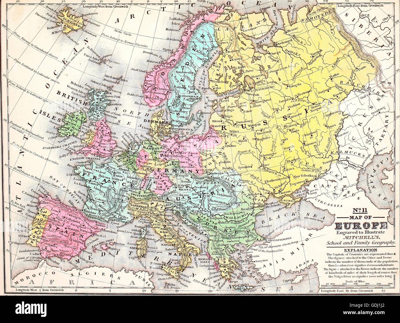 Europakarte, um 1860 Stockfoto