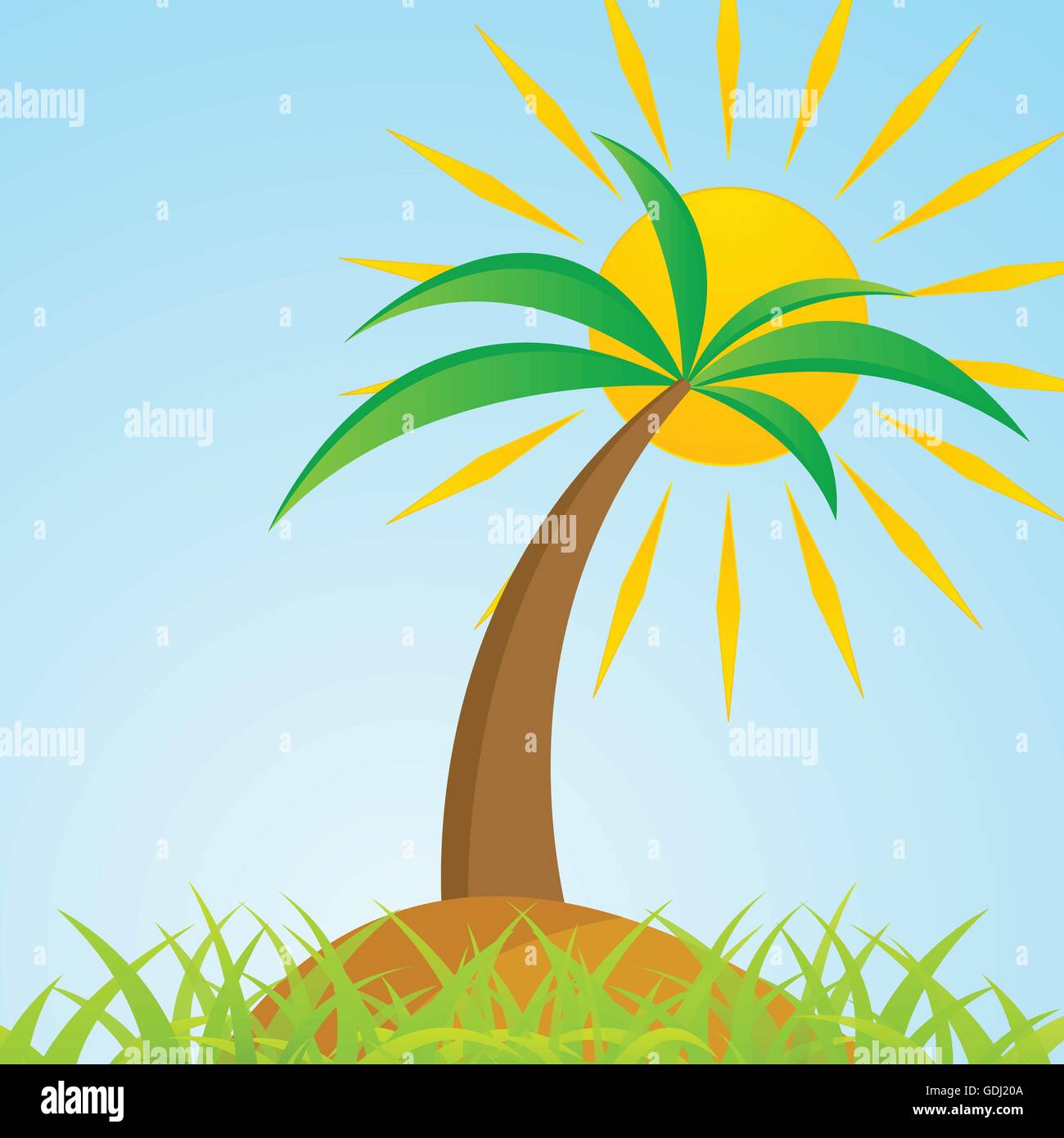 Tropische Palme Auf Rasen Insel Mit Gl nzenden Sonne Paradies Vektor tropische-palme-auf-rasen-insel-mit-gl-nzenden-sonne-paradies-vektor