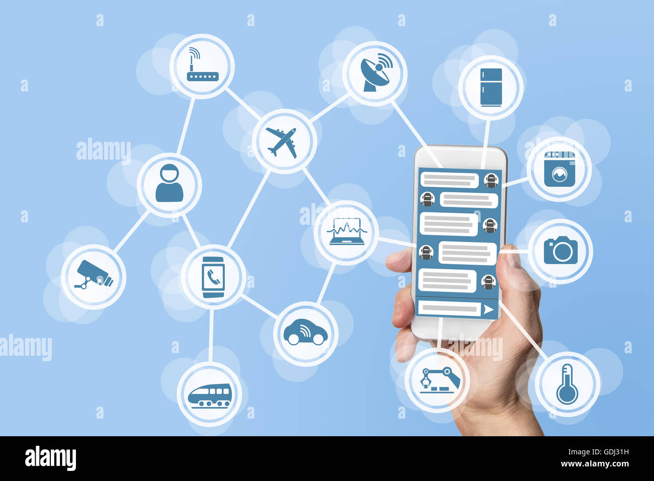 Chatbot Konzept für das Internet der Dinge (IOT) Stockfoto