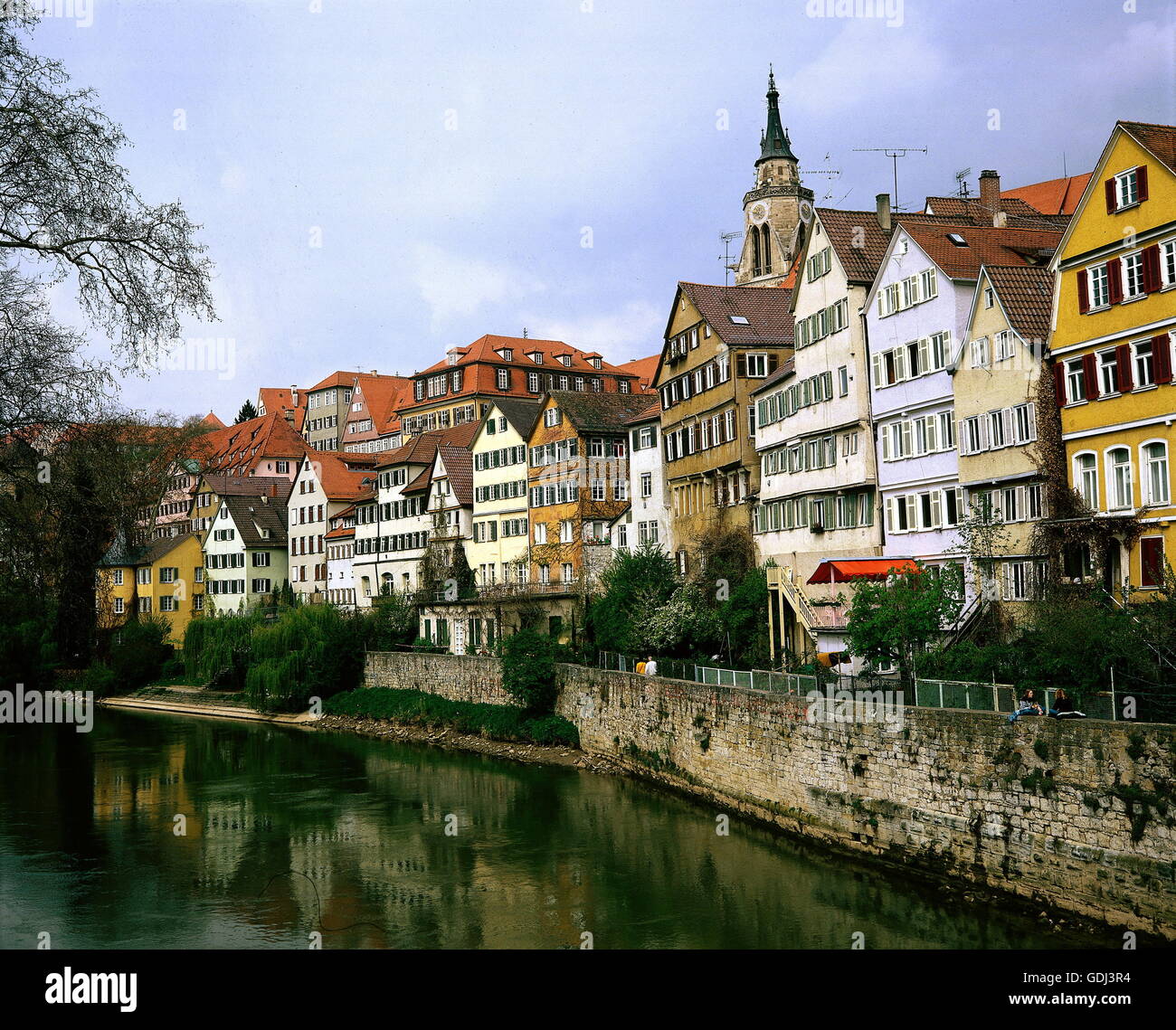 Geographie / Reisen, Deutschland, Baden-Württemberg, Tübingen, Neckar, Häuserzeile am Fluss Stockfoto