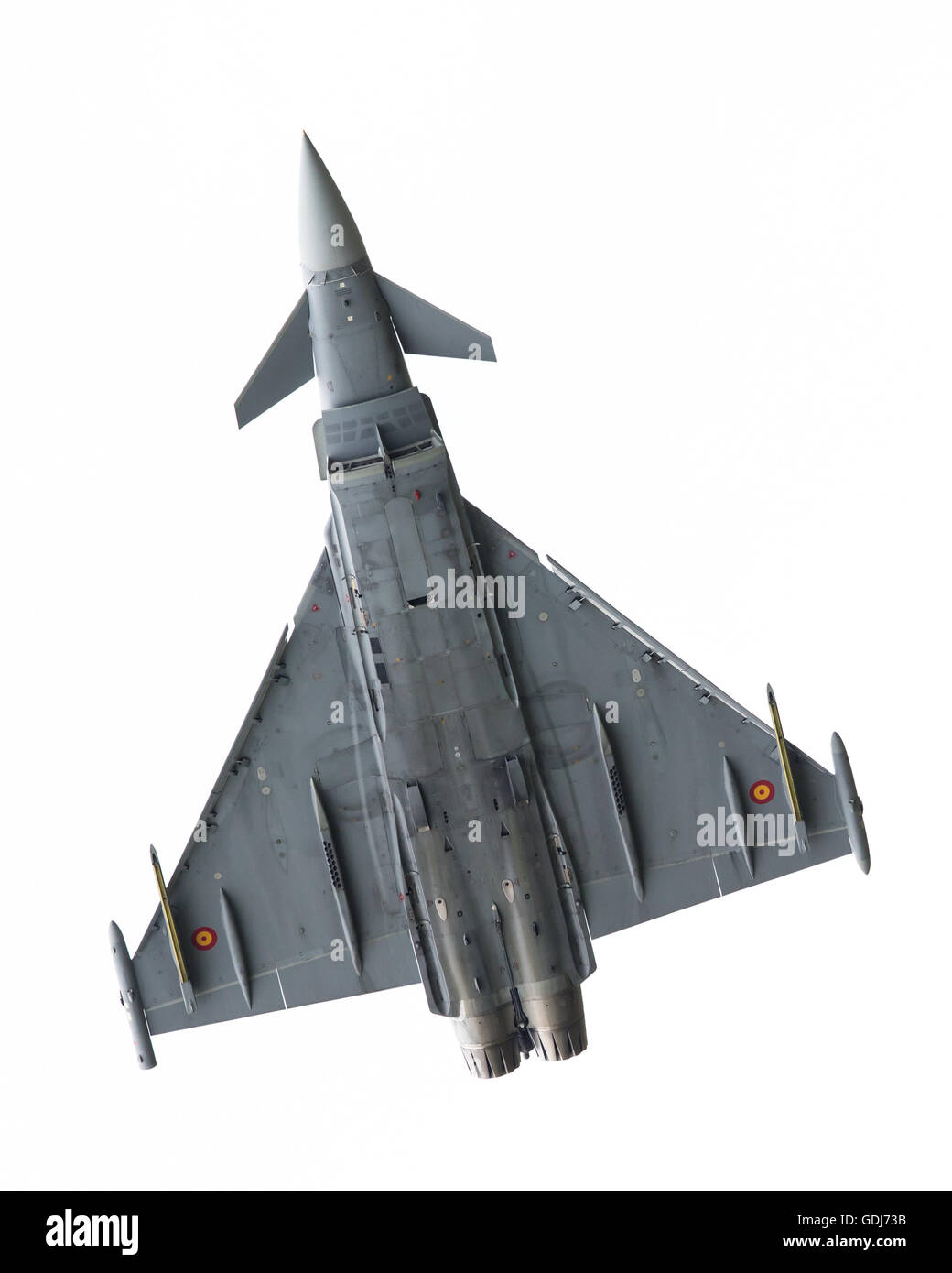 LEEUWARDEN, Niederlande - Juni 10: Spanisch Air Force Eurofighter Typhoon fliegen während der niederländischen Luftwaffe Open House. Juni Stockfoto