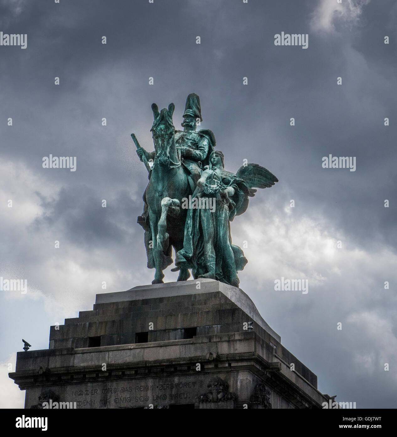 Reiterstandbild des deutschen Kaisers William I, der Deutsches Eck, Koblenz (Deutsches Eck), Rheinland-Pfalz, Deutschland Stockfoto