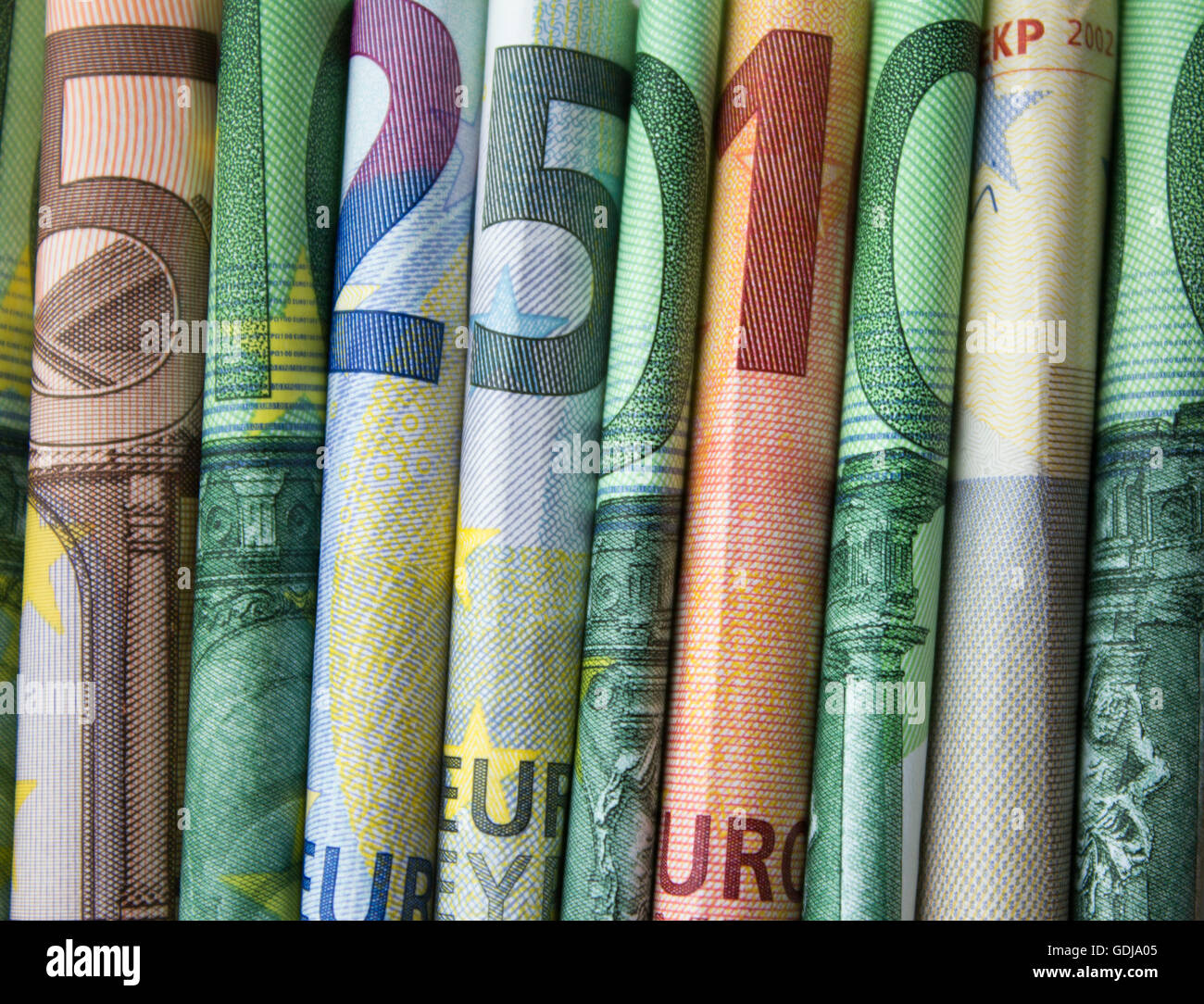 Euro Geld - Euro-Scheine / europäische Geld Bar Stockfoto