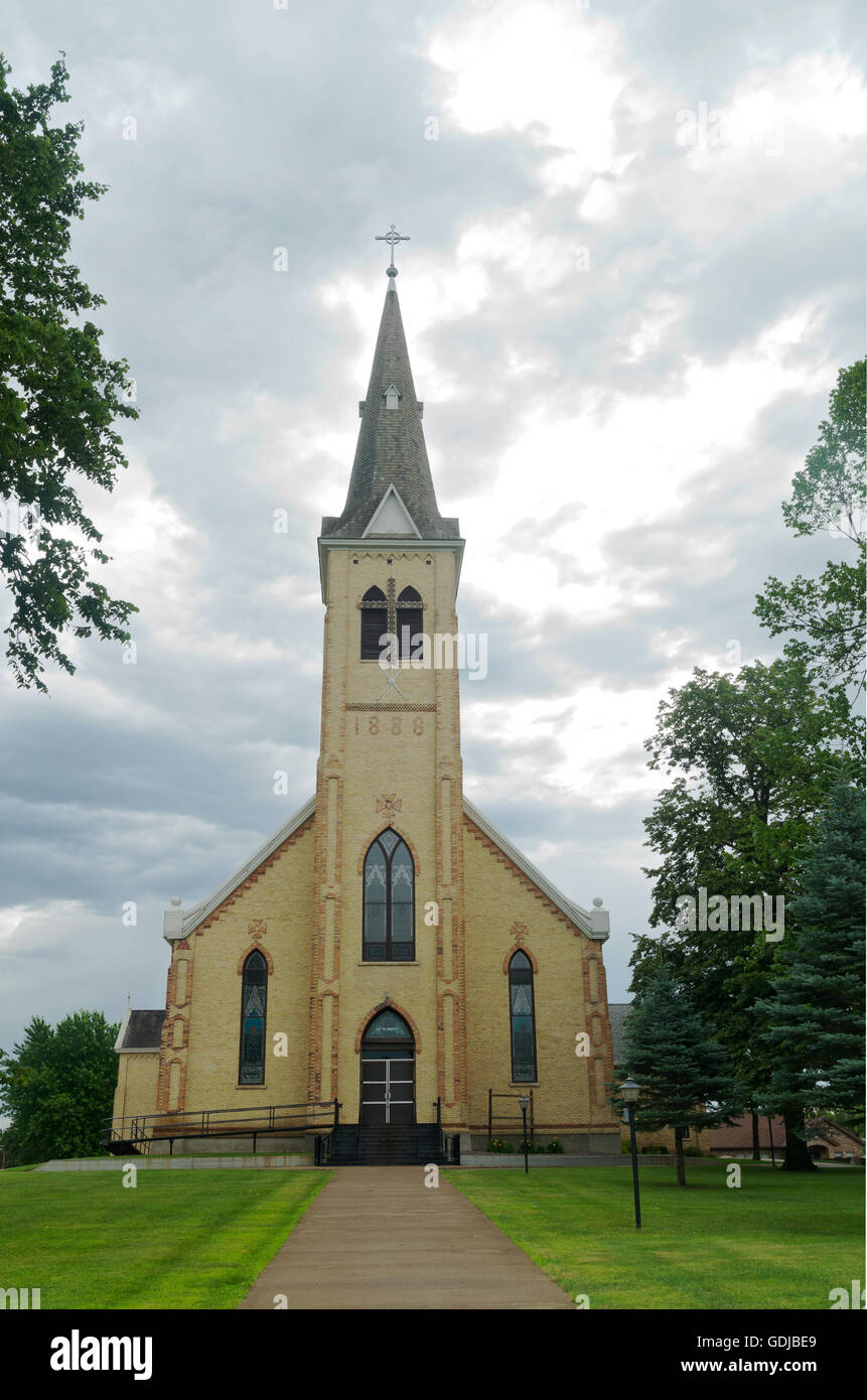 Landmark-Kirche in Pierz Minnesota der neugotischen Baustil auf Einwohnermeldeliste der historischen Plätze Stockfoto