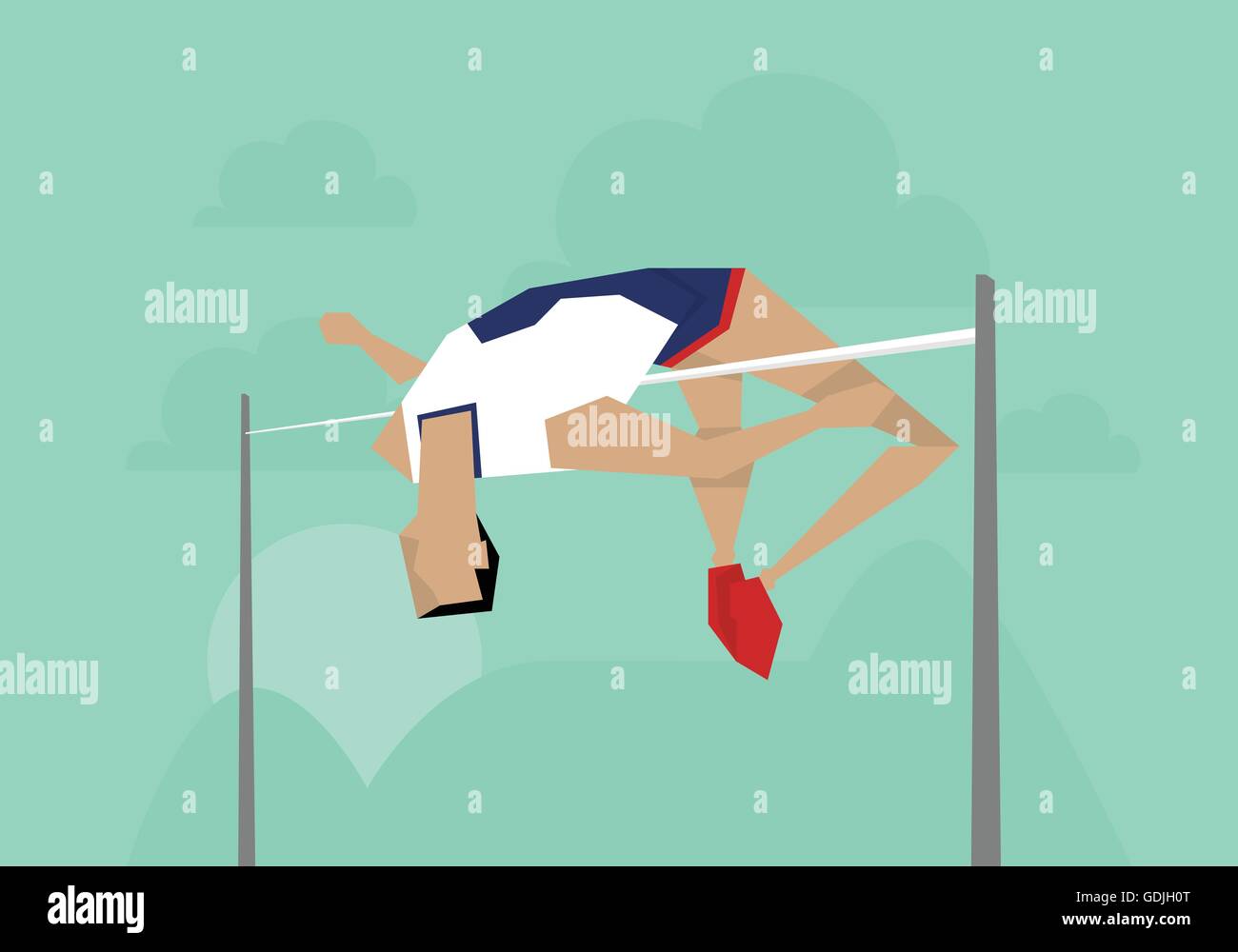 Darstellung der männlichen Athleten konkurrieren im Hochsprung Event Stock Vektor