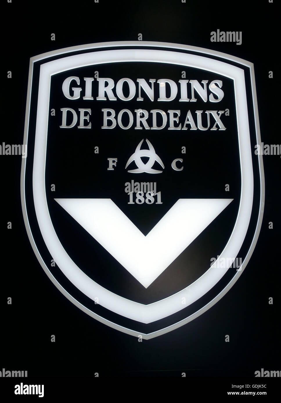 Logo des Fußballvereins Girondins de Bordeaux, Frankreich Stockfoto