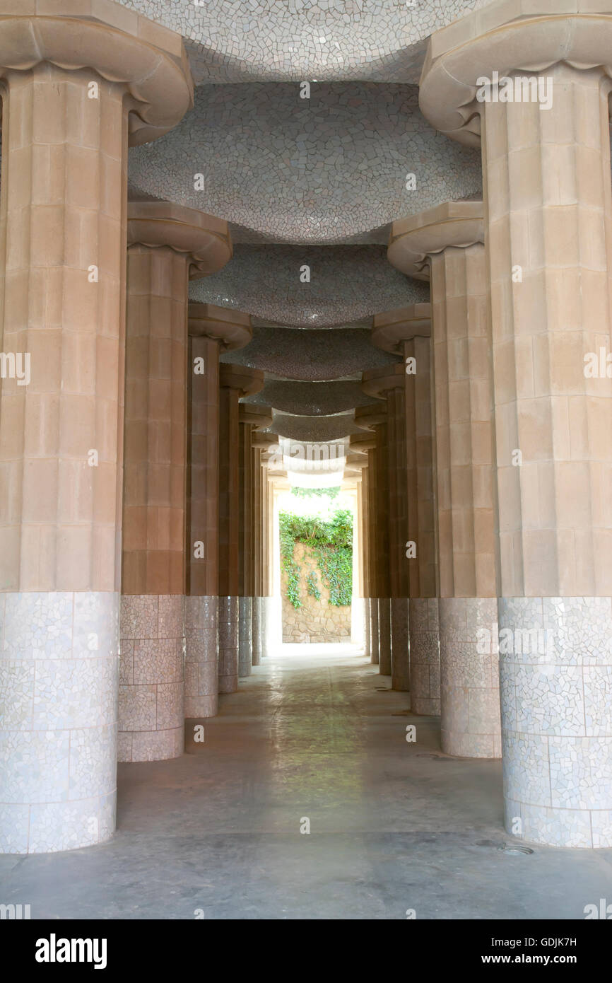 Park Güell dorischen Säulen - Barcelona - Spanien Stockfoto